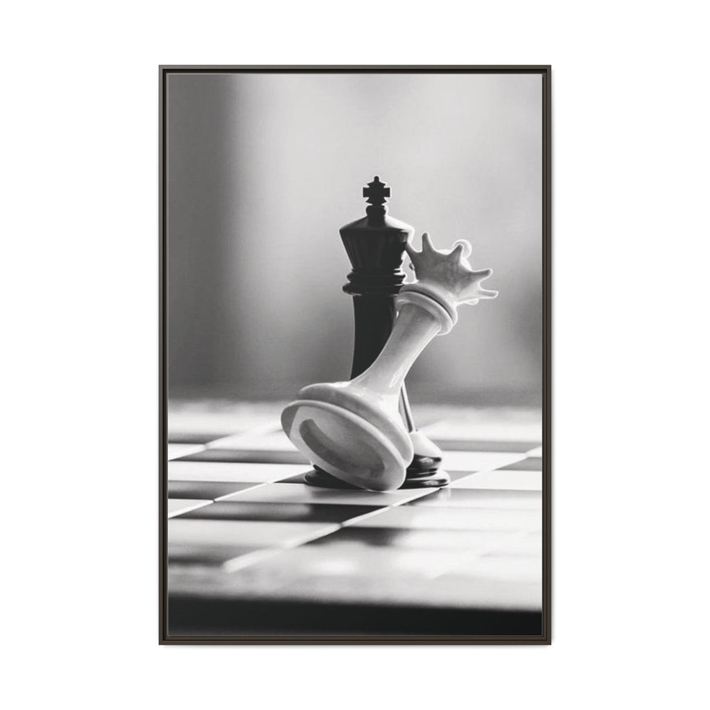 Chess King and Fallen Queen Matte Canvas Framed Wall Art