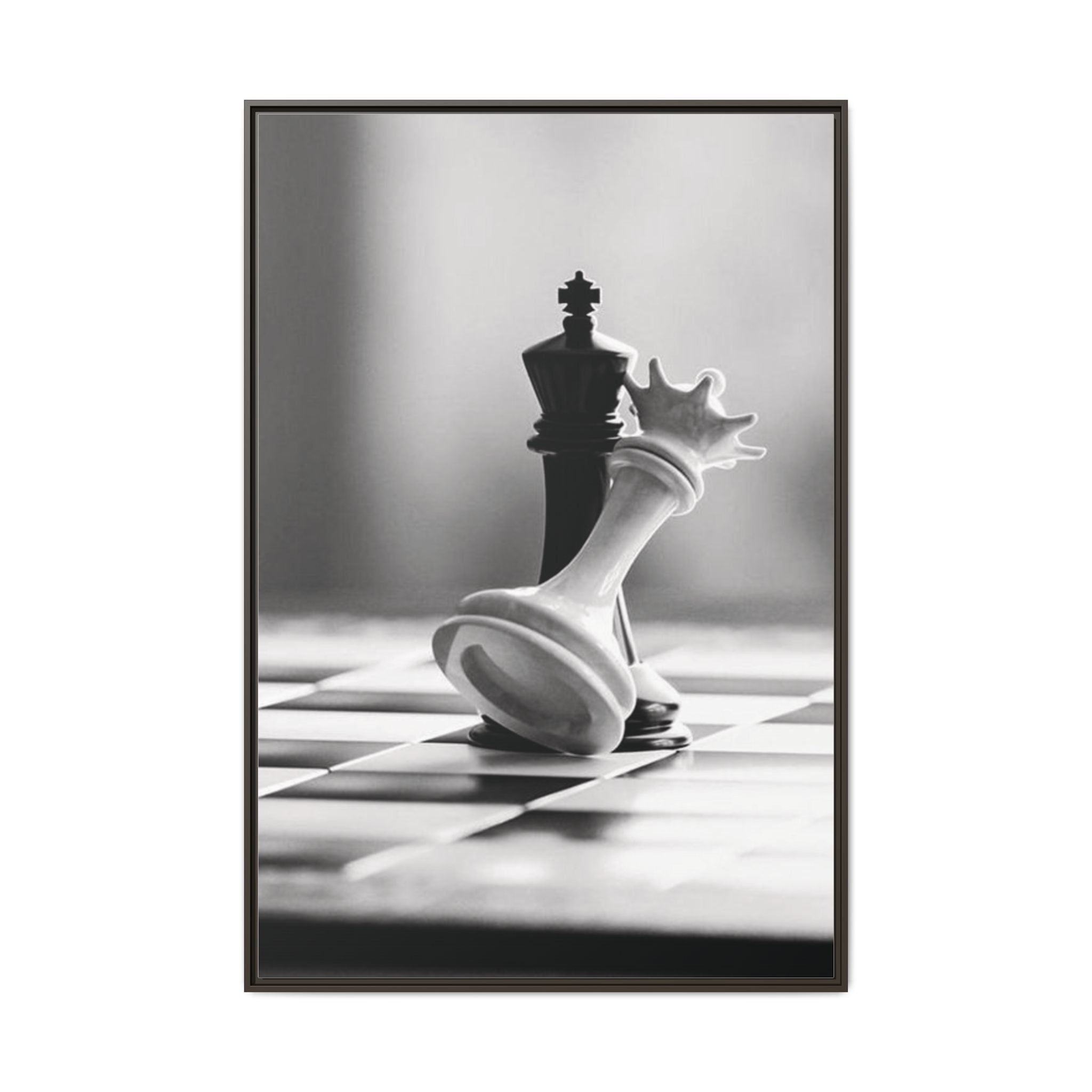 Chess King and Fallen Queen Matte Canvas Framed Wall Art