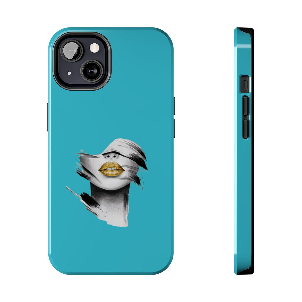 Teal 'Golden Lips' Tough Phone Case