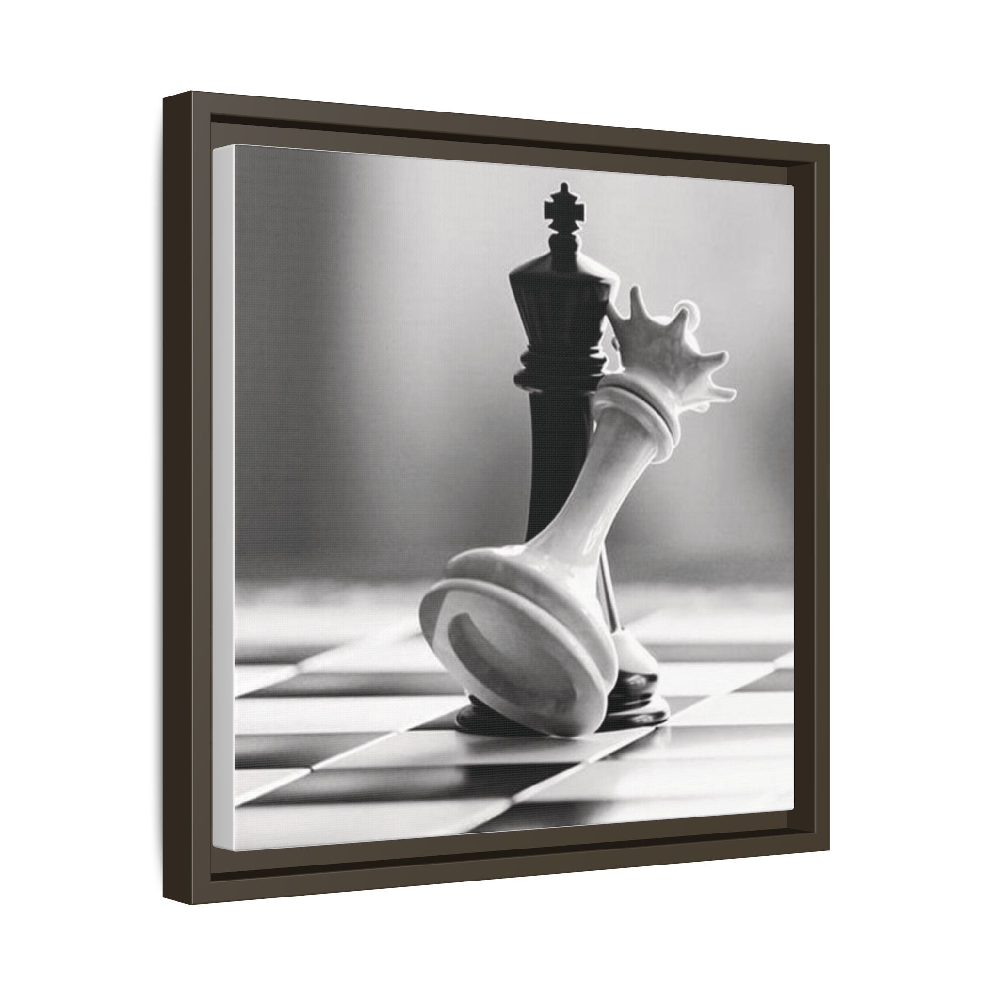 Chess King and Fallen Queen Matte Canvas Framed Wall Art
