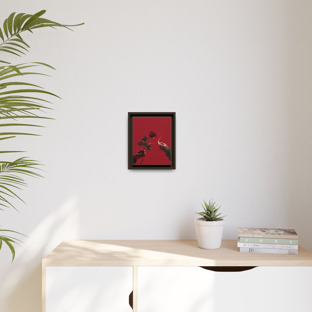 Red Rose & Lighter Minimalist Wall Print