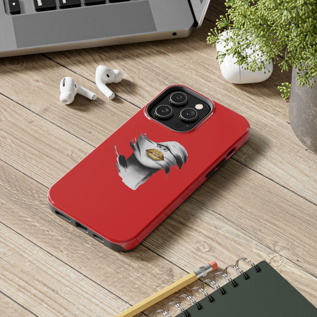 Red Abstract Lips Tough Phone Case — Bold Art Phone Cover for iPhone & Android