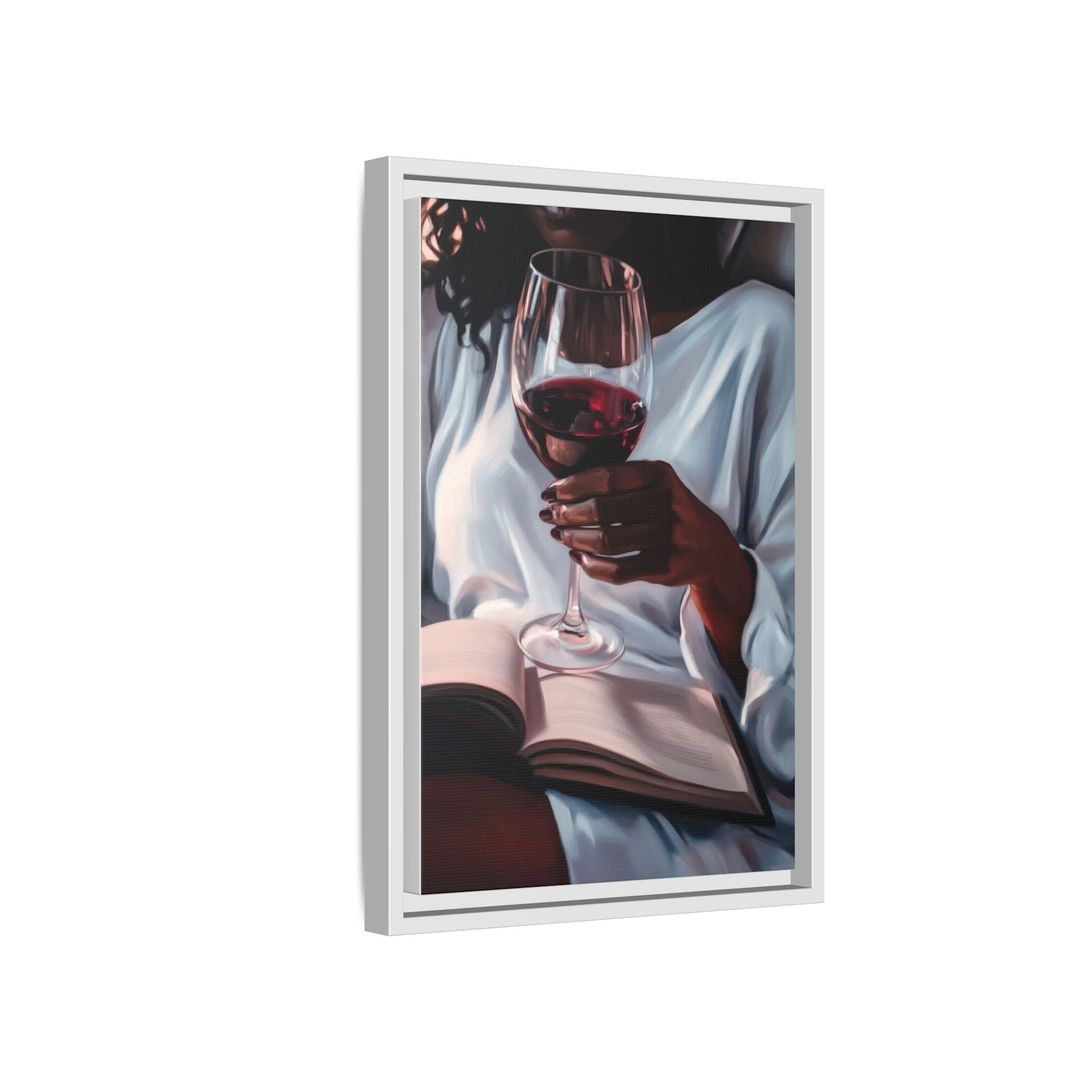 Woman Reading with Wine Glass (Cozy Evening Wall Decor)