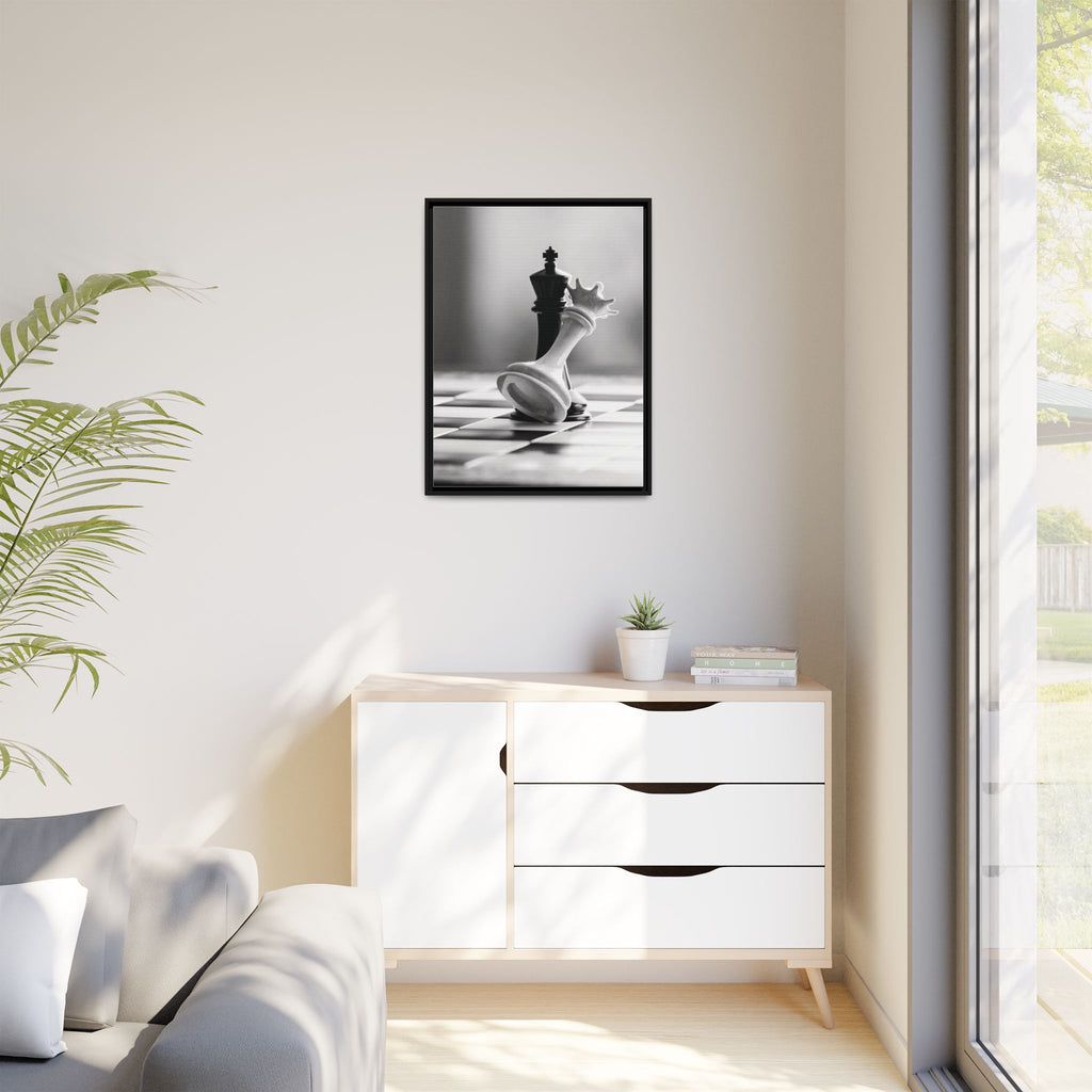 Chess King and Fallen Queen Matte Canvas Framed Wall Art