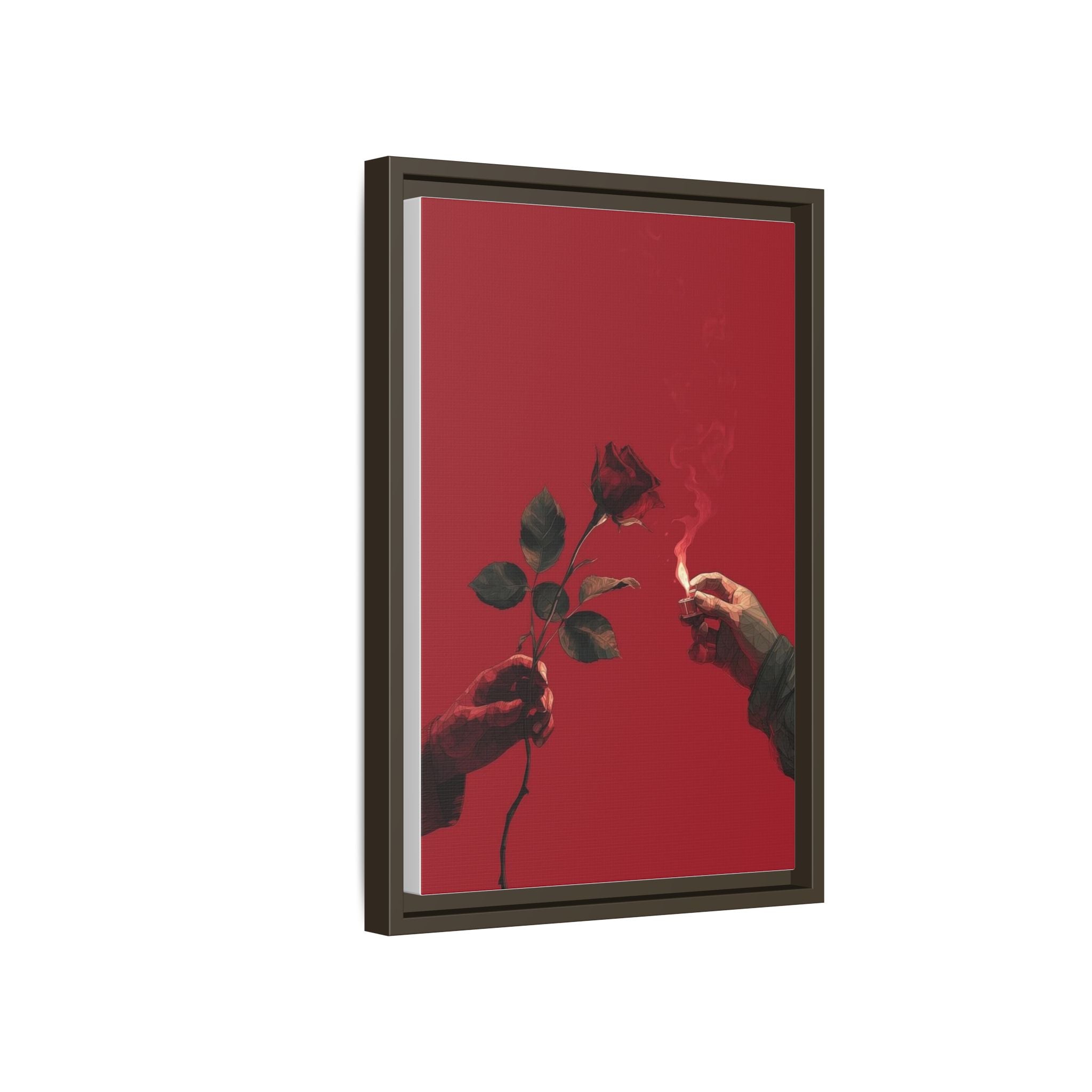 Red Rose & Lighter Minimalist Wall Print