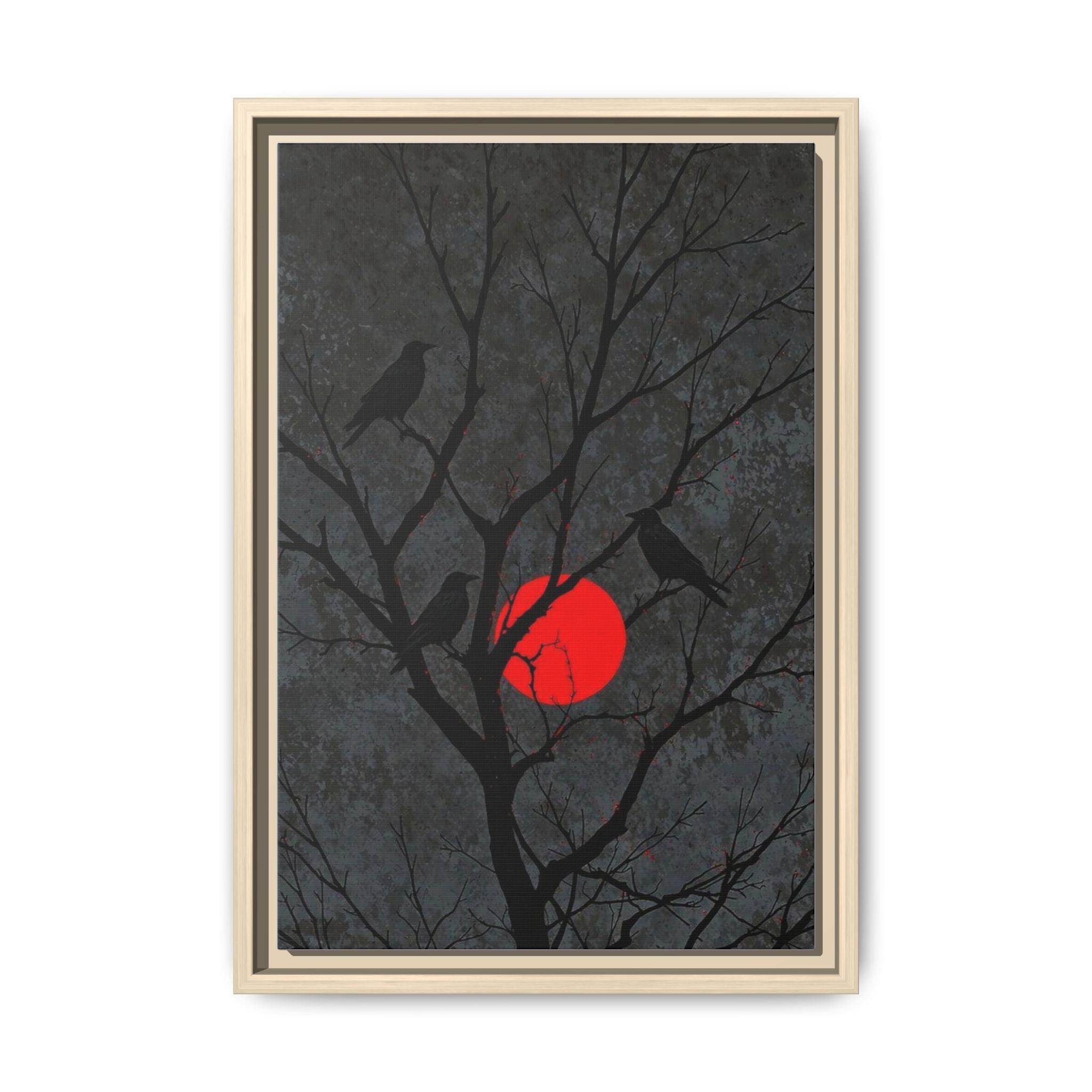 Red Moon Crows Silhouette