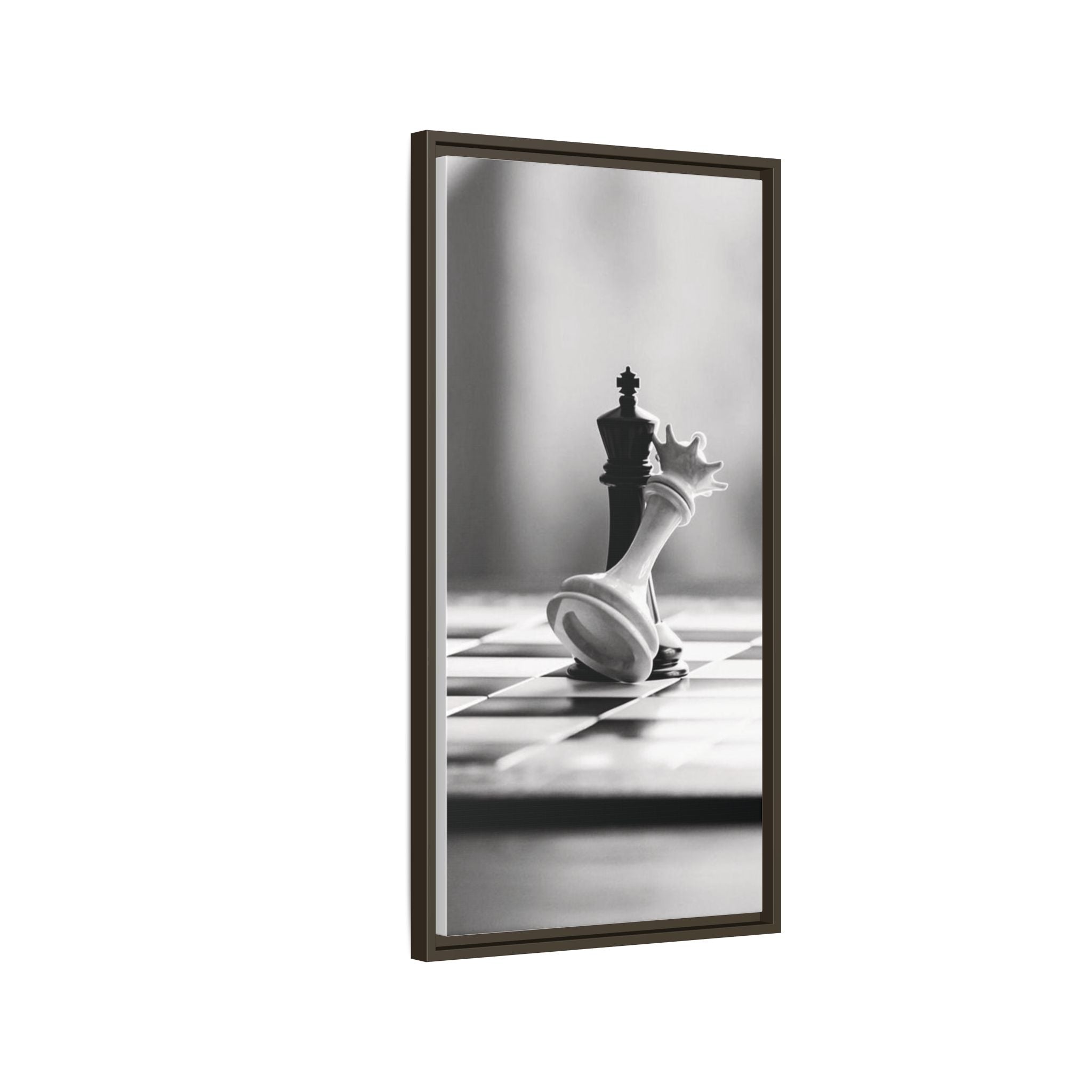 Chess King and Fallen Queen Matte Canvas Framed Wall Art