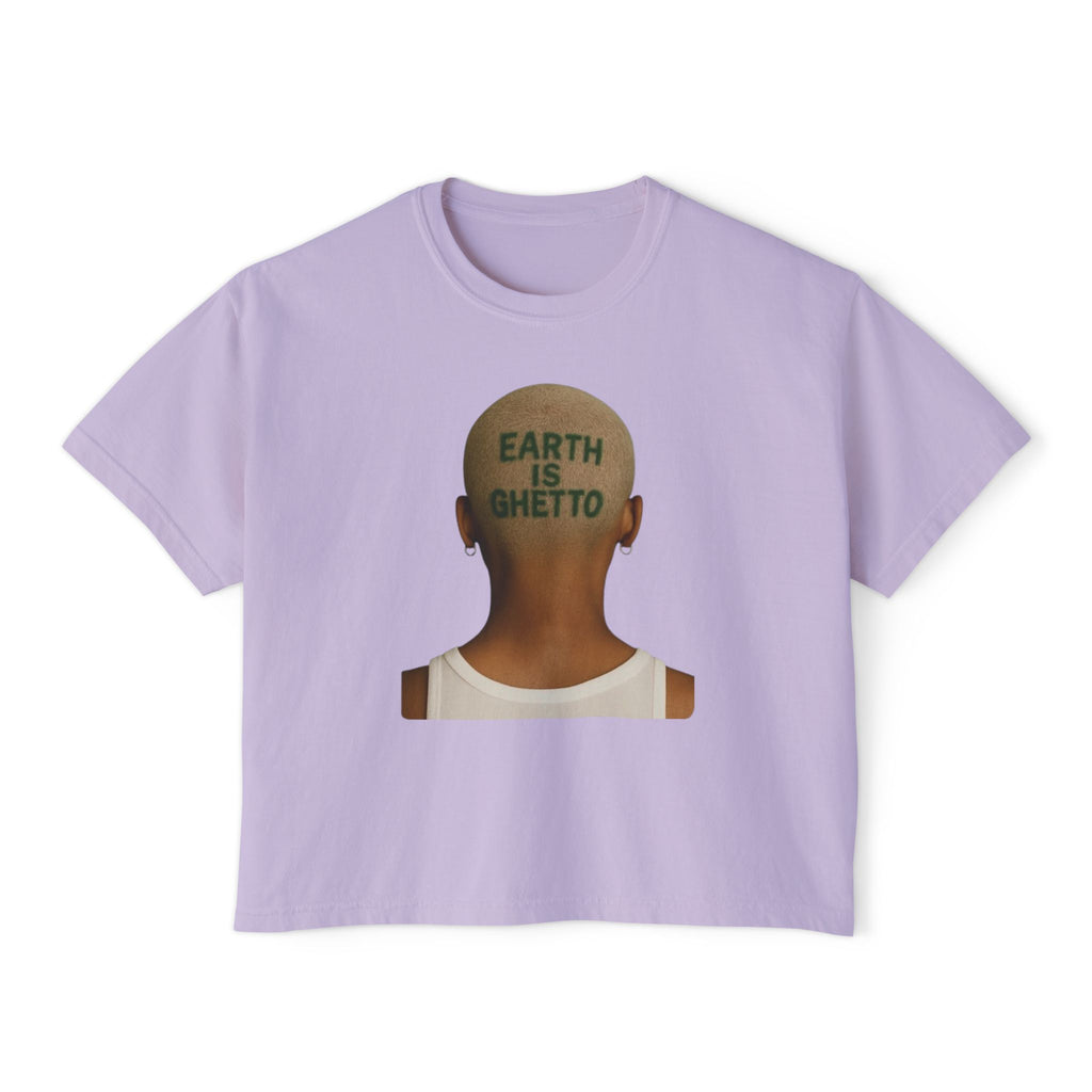 Earth Is Ghetto Women's Boxy Tee, Casual Graphic Tee, Streetwear Top, Trendy T-Shirt, Unique Gift Idea, Comfortable Everyday Wear