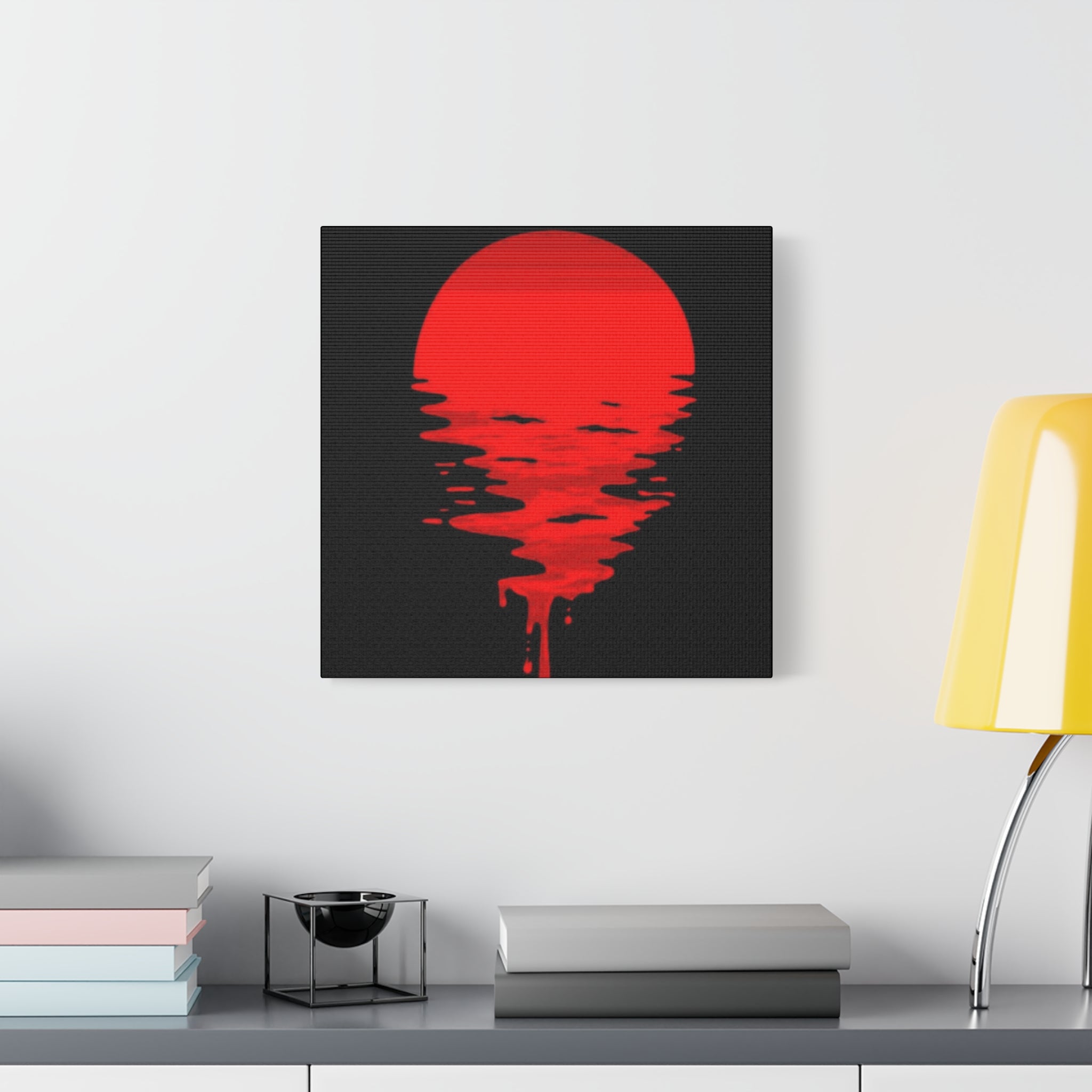 Sunset Canvas Art Print, Modern Wall Decor, Red and Black Home Decor, Abstract Art