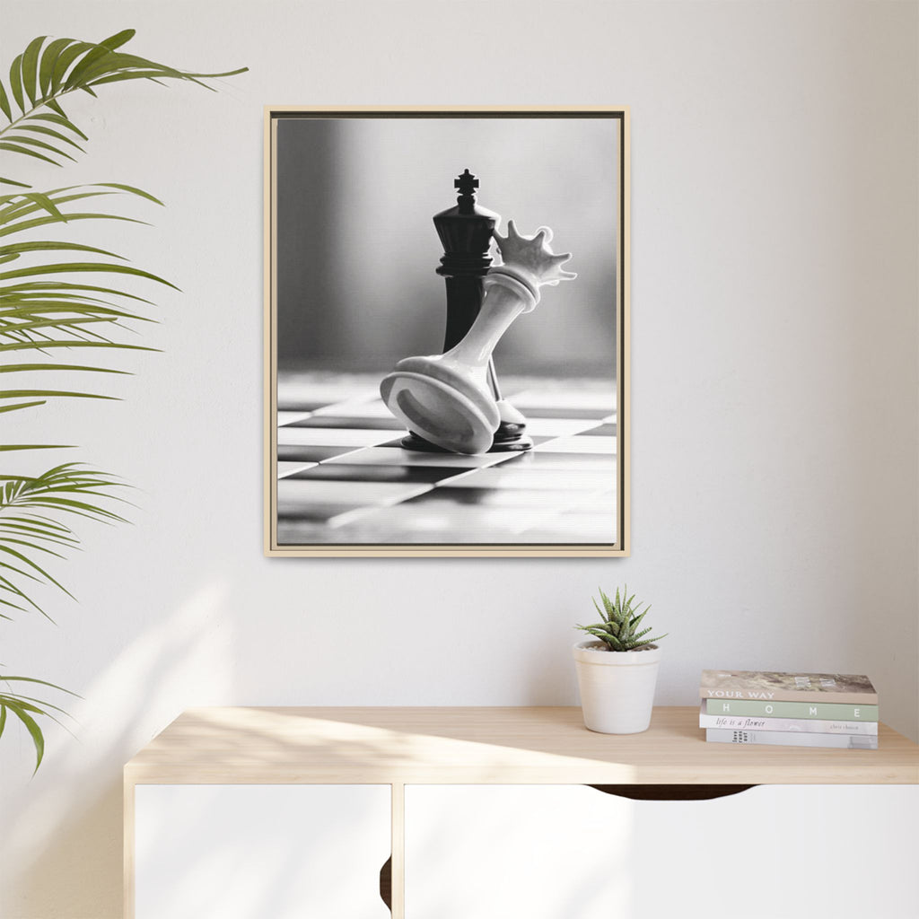 Chess King and Fallen Queen Matte Canvas Framed Wall Art