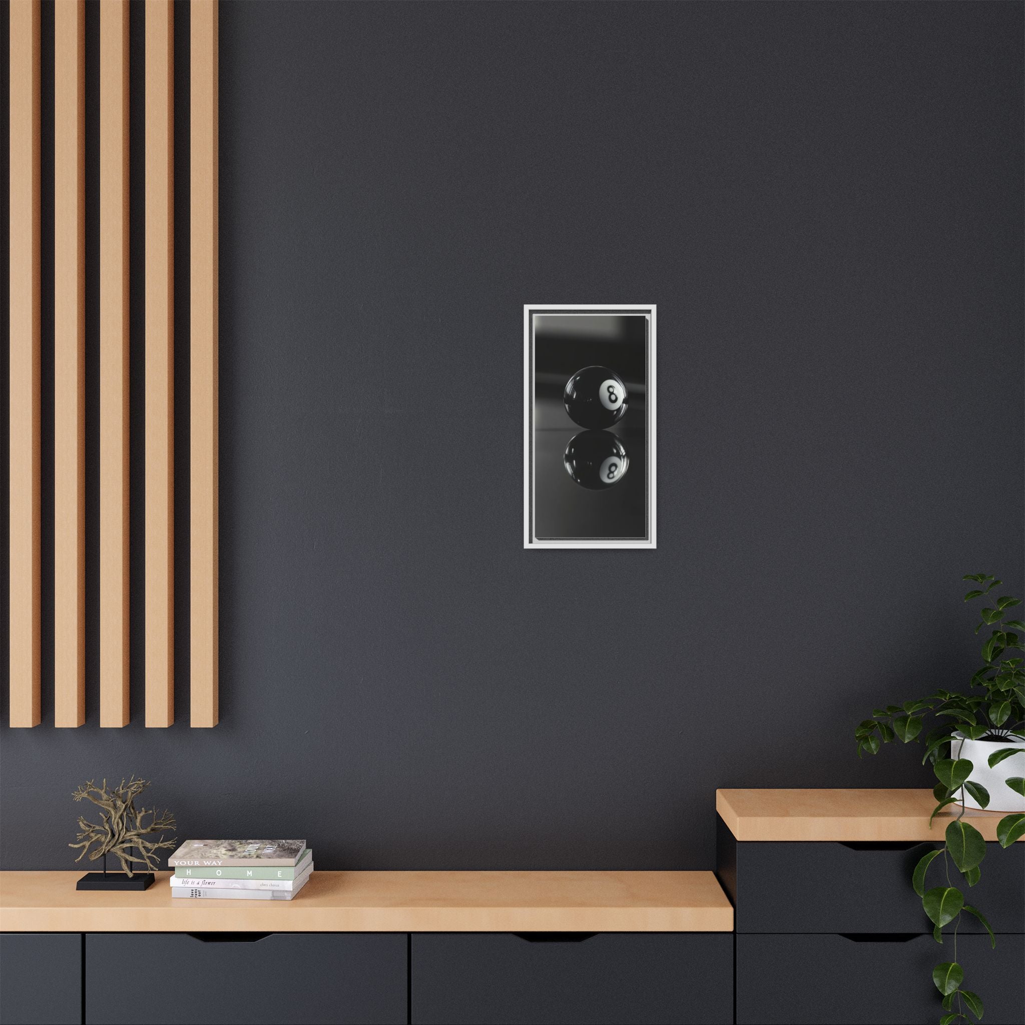 Eight Ball Reflection Matte Framed Canvas Print