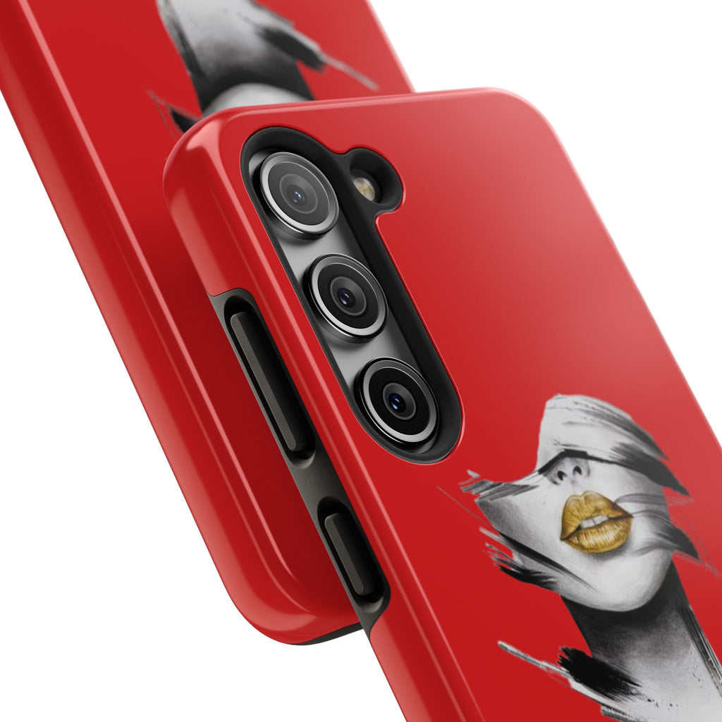 Red Abstract Lips Tough Phone Case — Bold Art Phone Cover for iPhone & Android