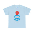 Striped Sweater Balloon Tee — Minimalist Red Balloon Graphic T-Shirt