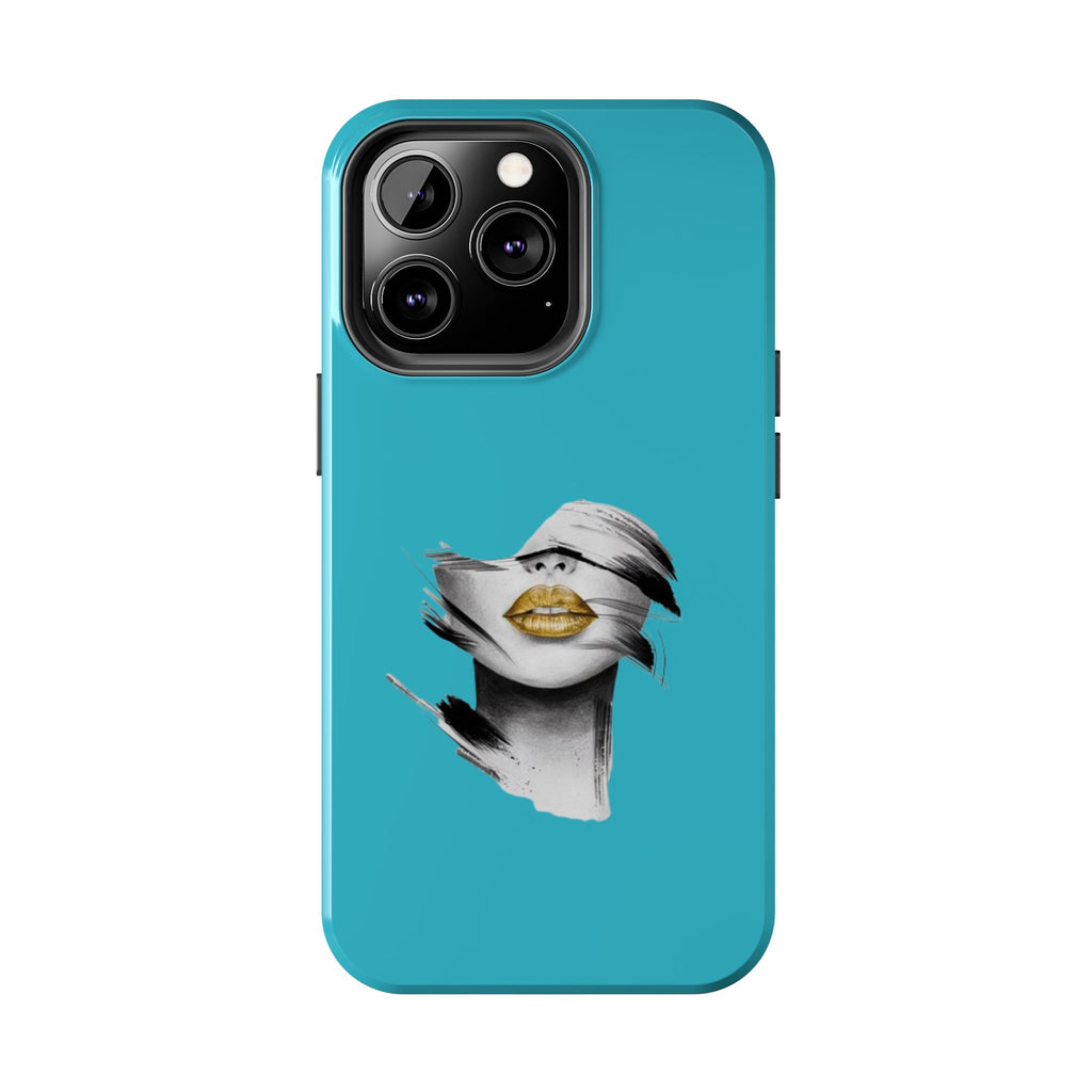 Teal 'Golden Lips' Tough Phone Case