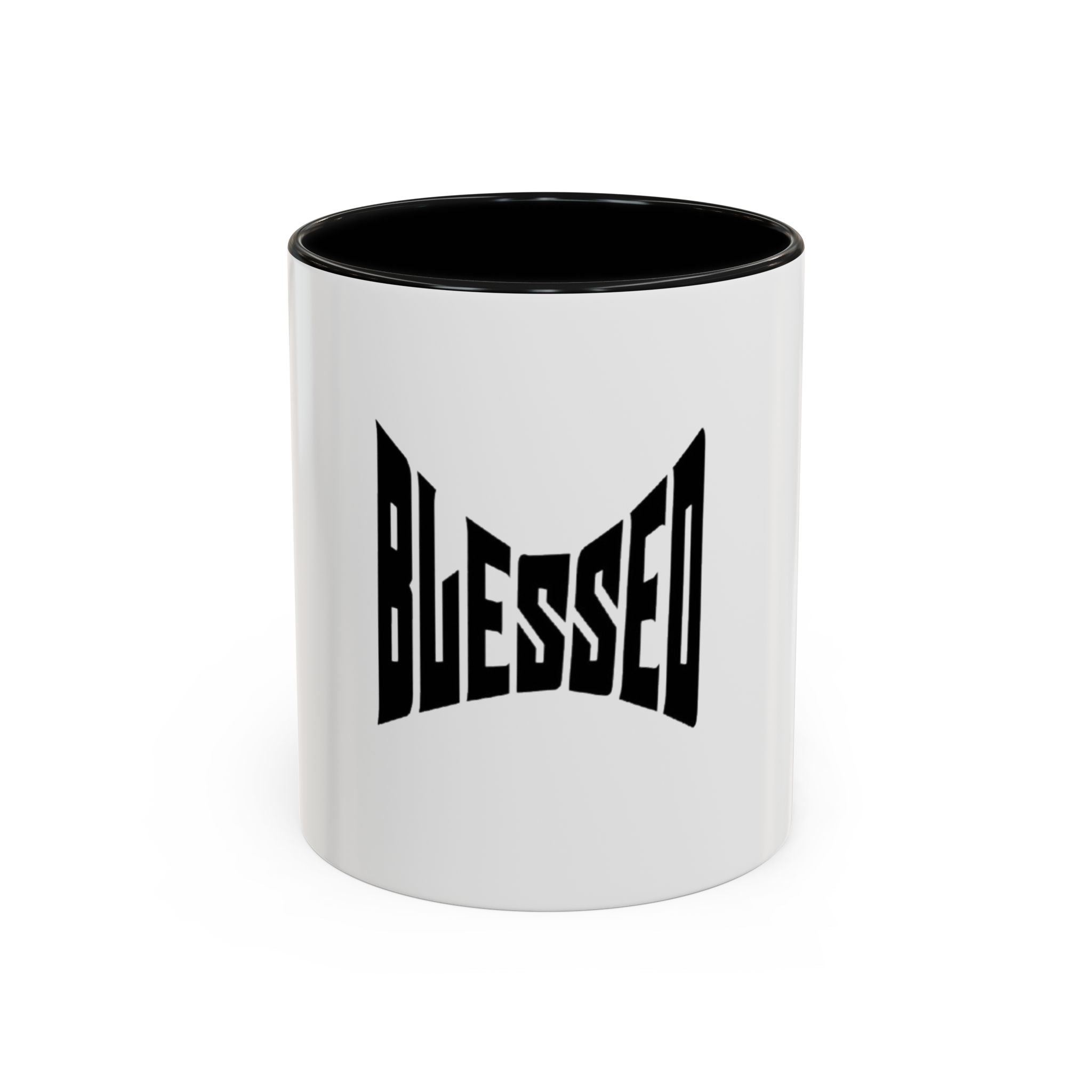 Blessed Coffee Mug — Bold Black Typography Ceramic Mug (11/15 oz)