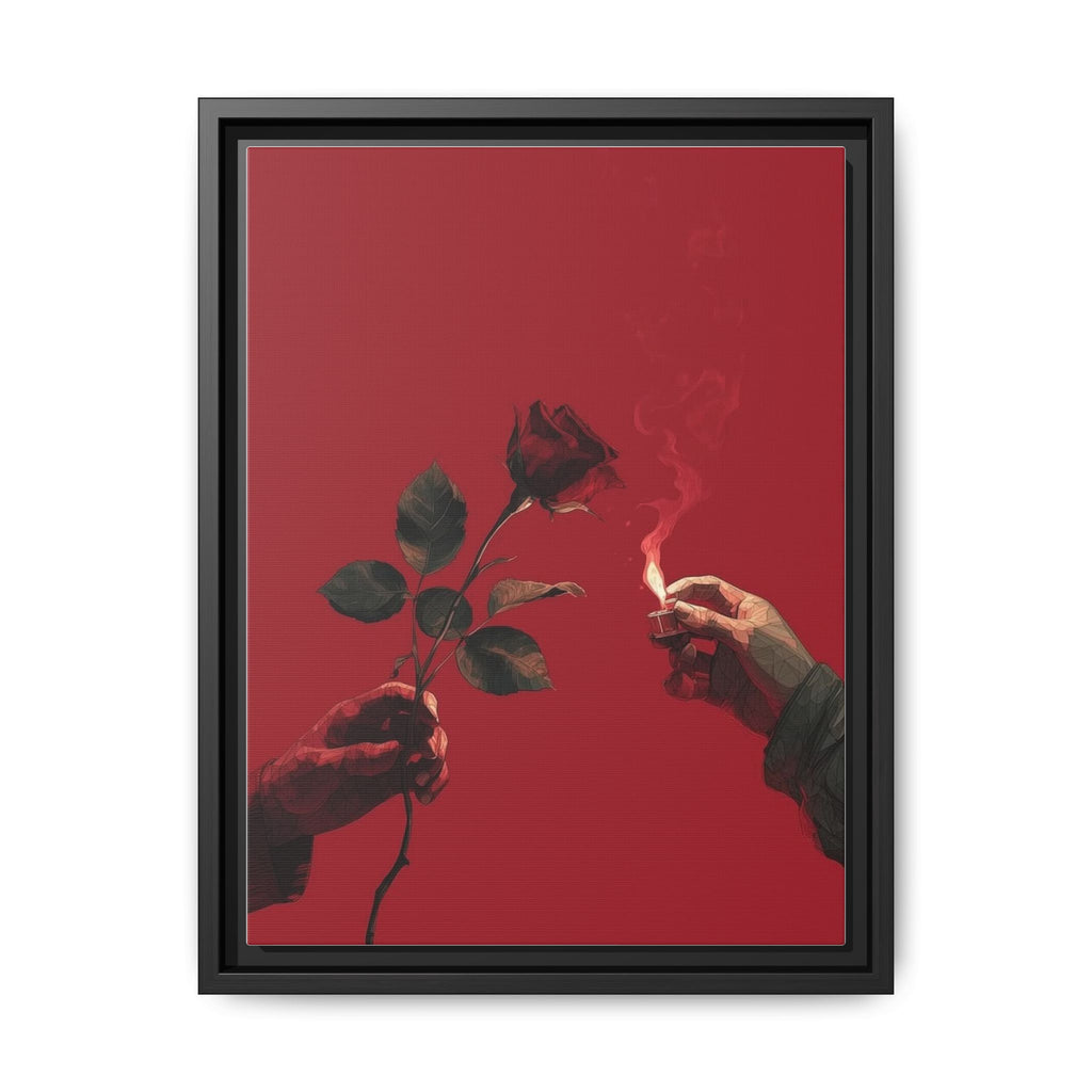 Red Rose & Lighter Minimalist Wall Print