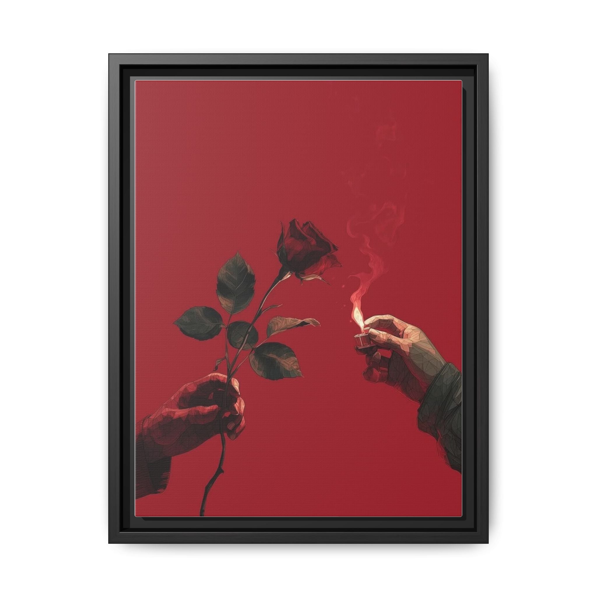 Red Rose & Lighter Minimalist Wall Print