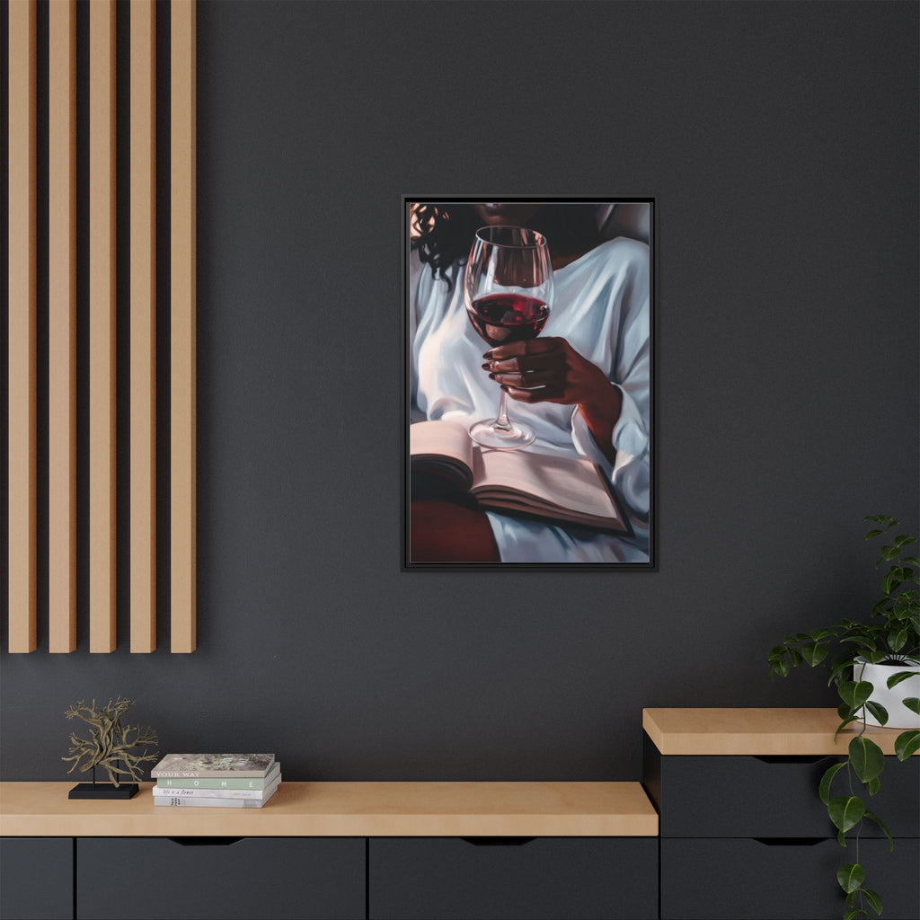 Woman Reading with Wine Glass (Cozy Evening Wall Decor)