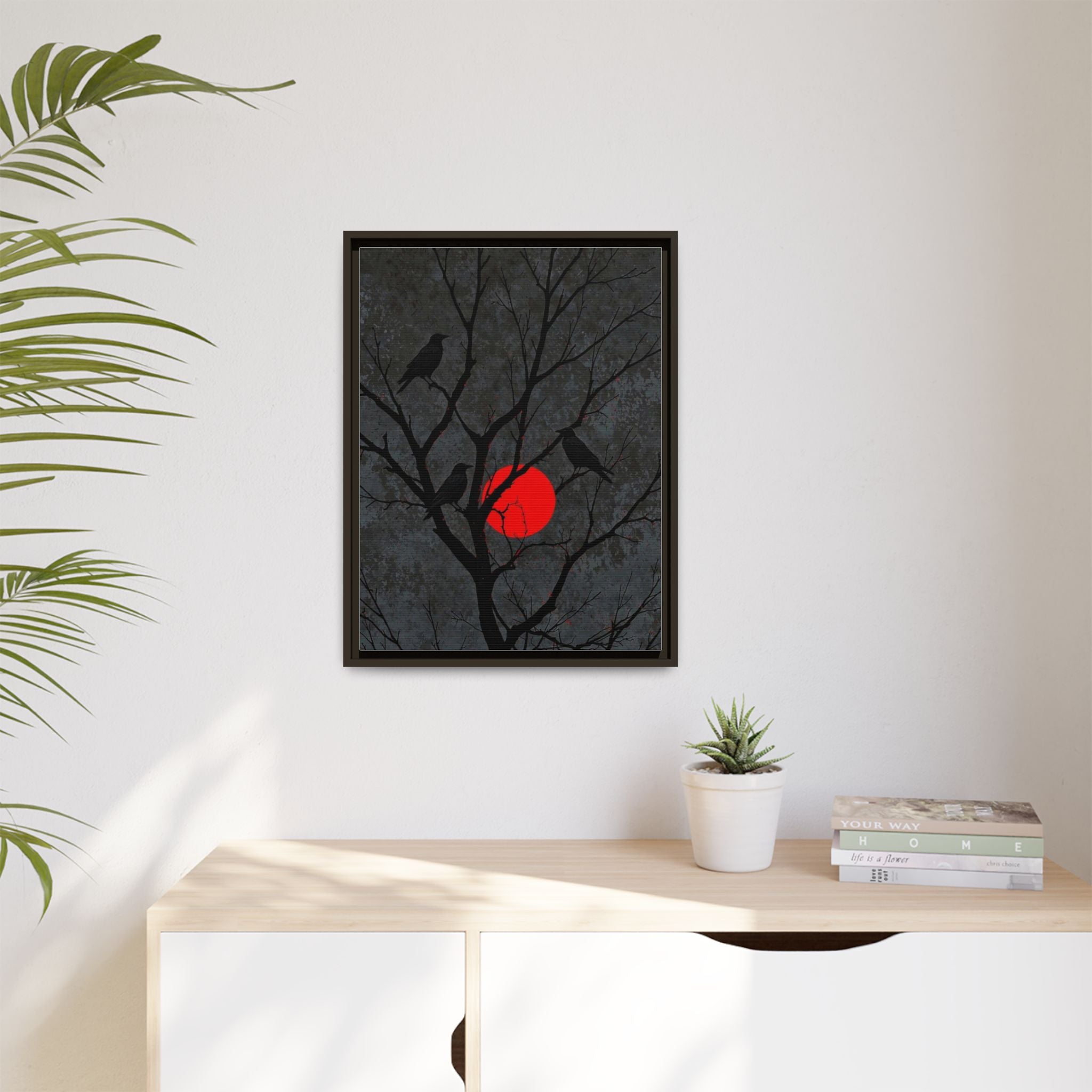 Red Moon Crows Silhouette