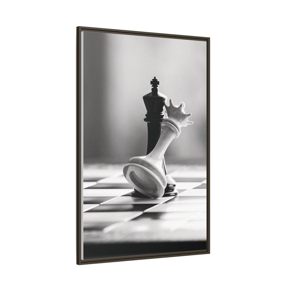 Chess King and Fallen Queen Matte Canvas Framed Wall Art