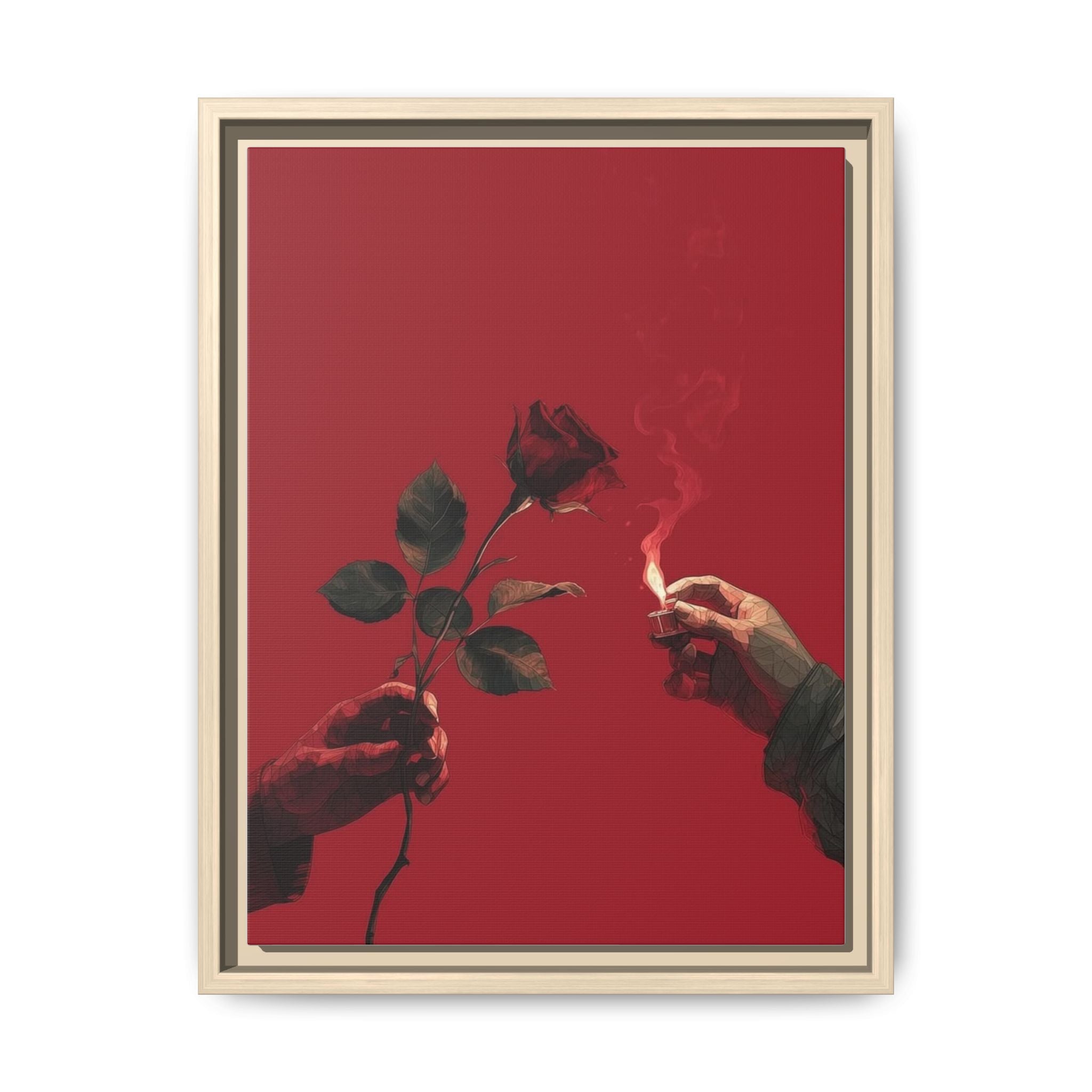 Red Rose & Lighter Minimalist Wall Print