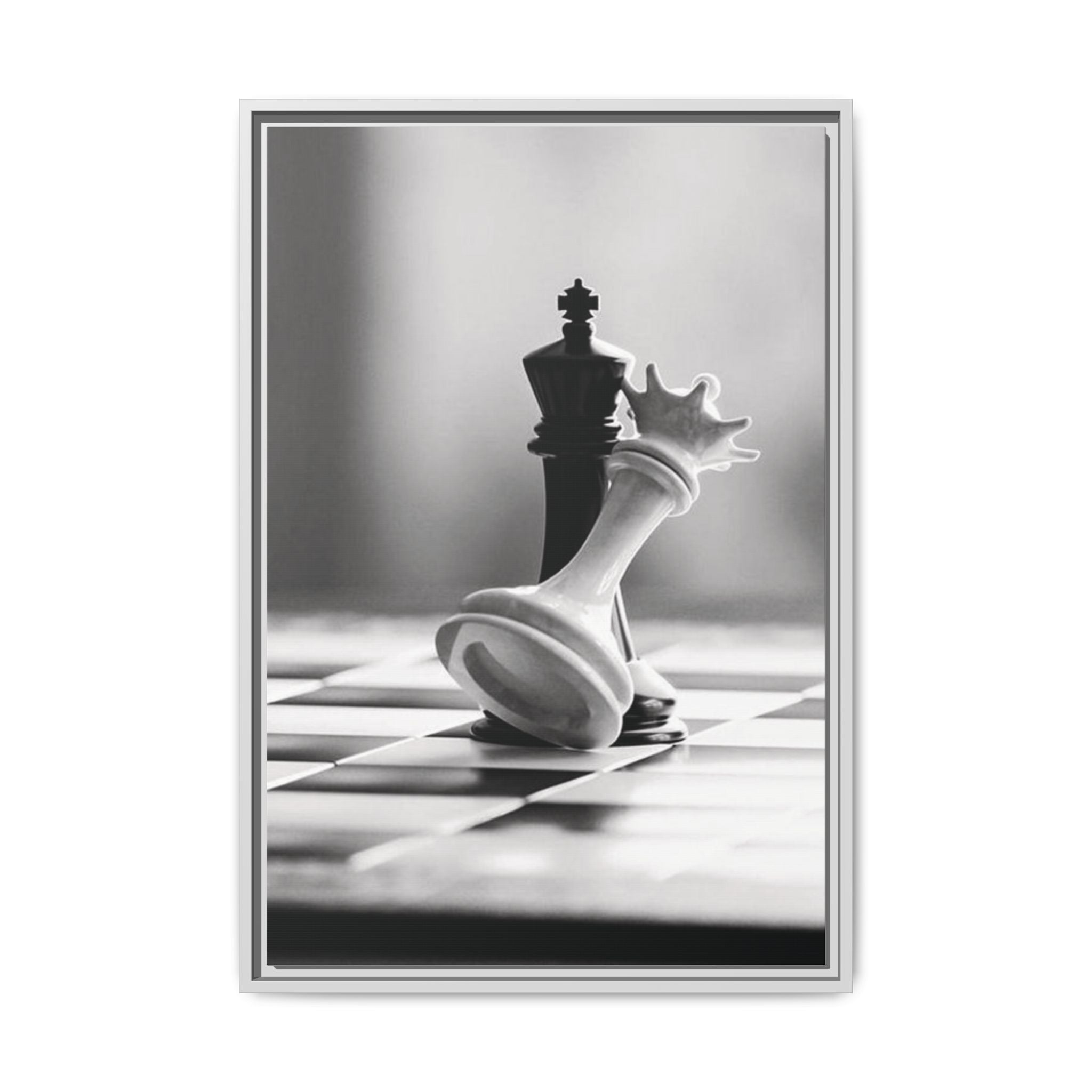 Chess King and Fallen Queen Matte Canvas Framed Wall Art