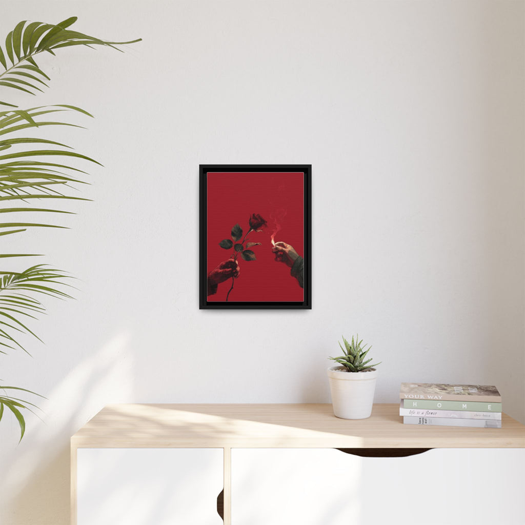 Red Rose & Lighter Minimalist Wall Print