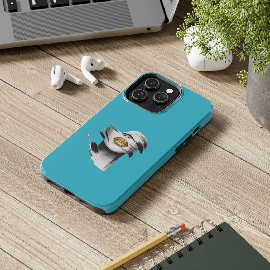 Teal 'Golden Lips' Tough Phone Case