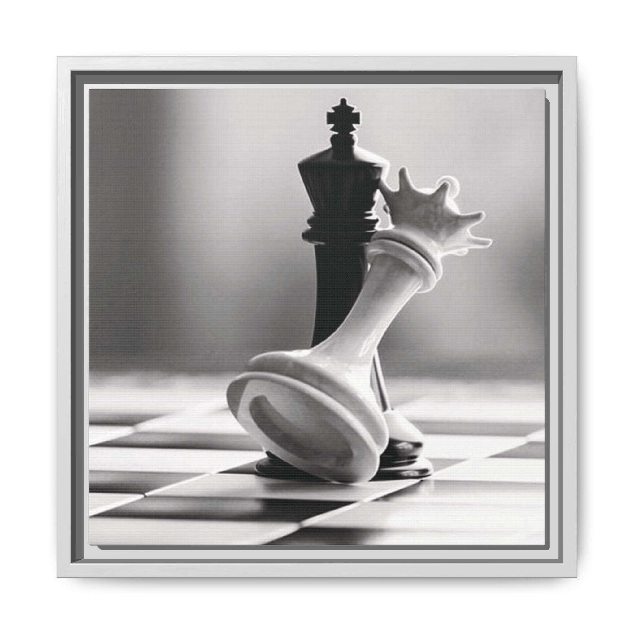 Chess King and Fallen Queen Matte Canvas Framed Wall Art