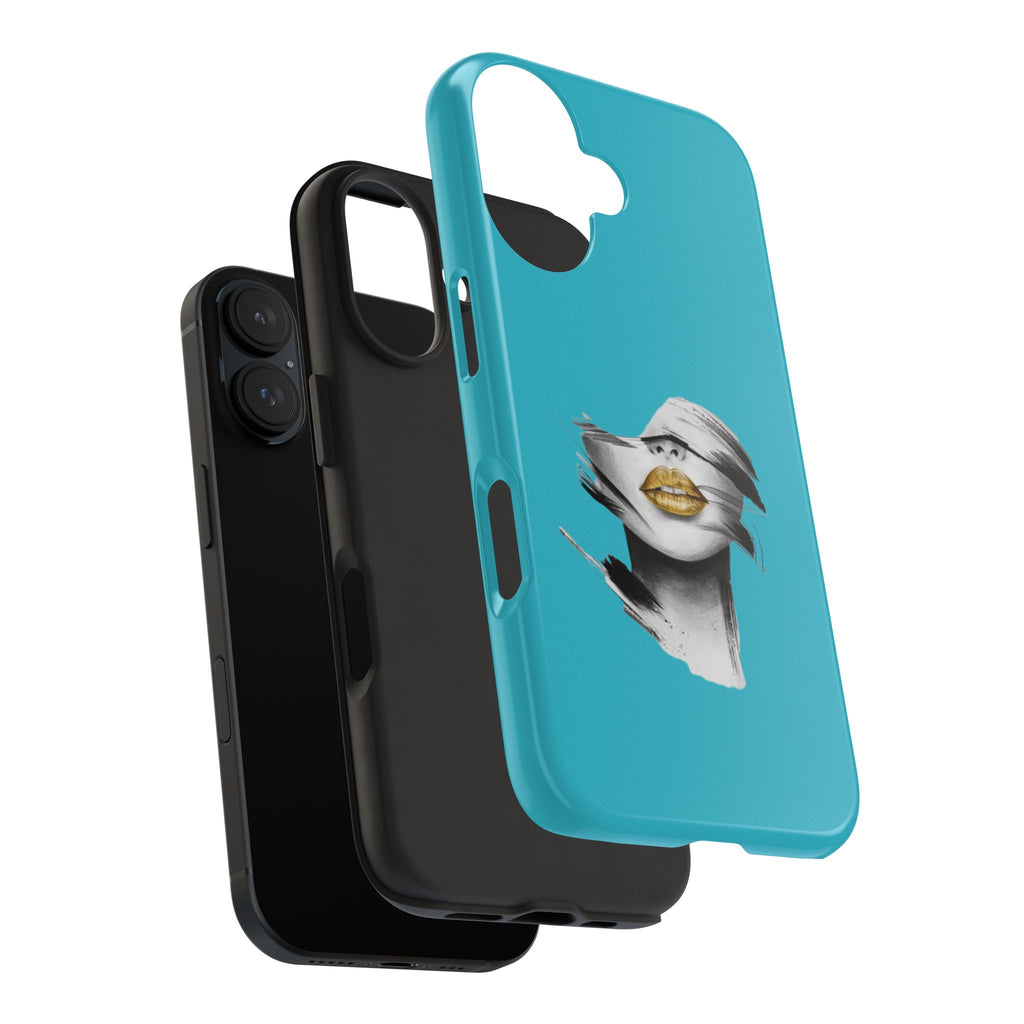 Teal 'Golden Lips' Tough Phone Case