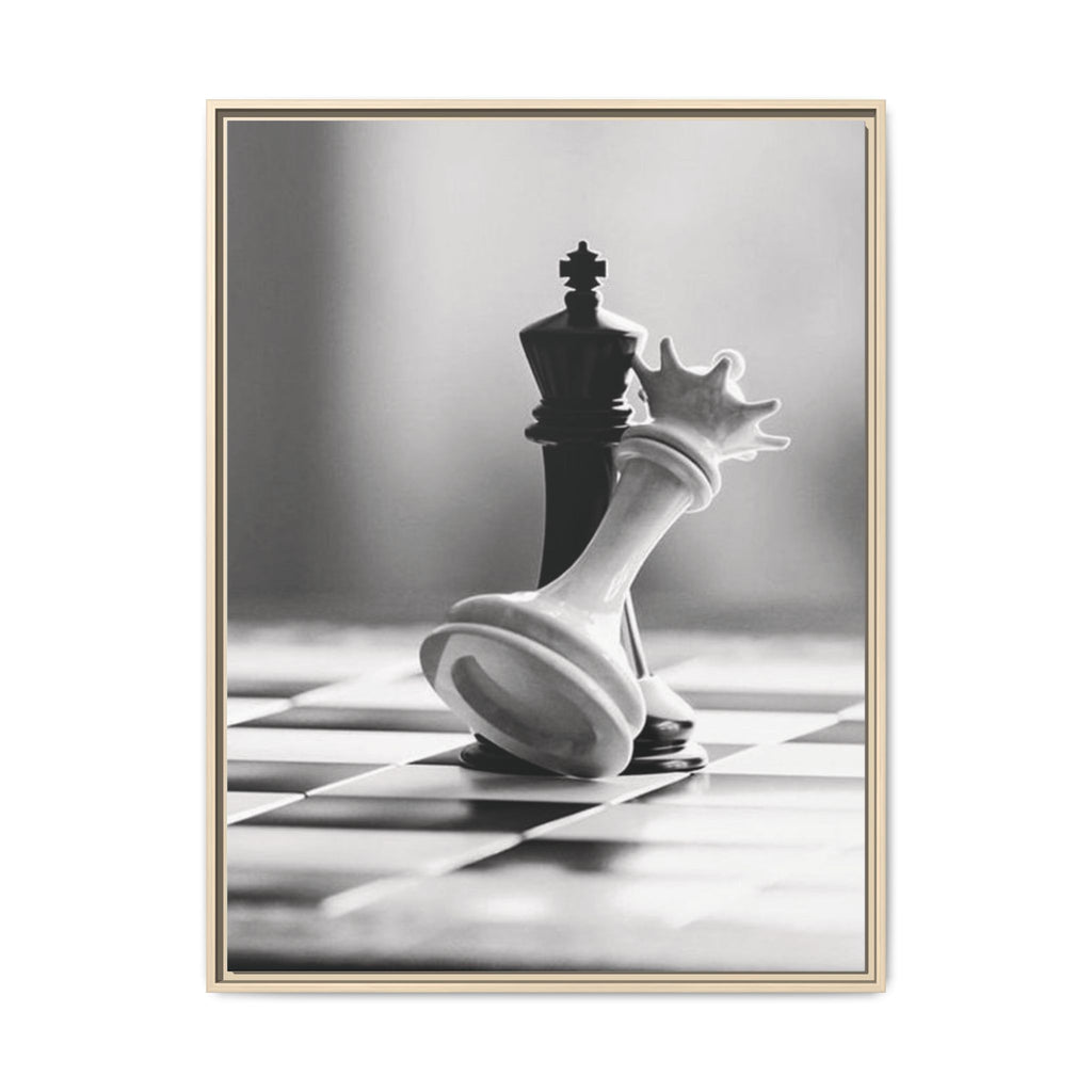 Chess King and Fallen Queen Matte Canvas Framed Wall Art