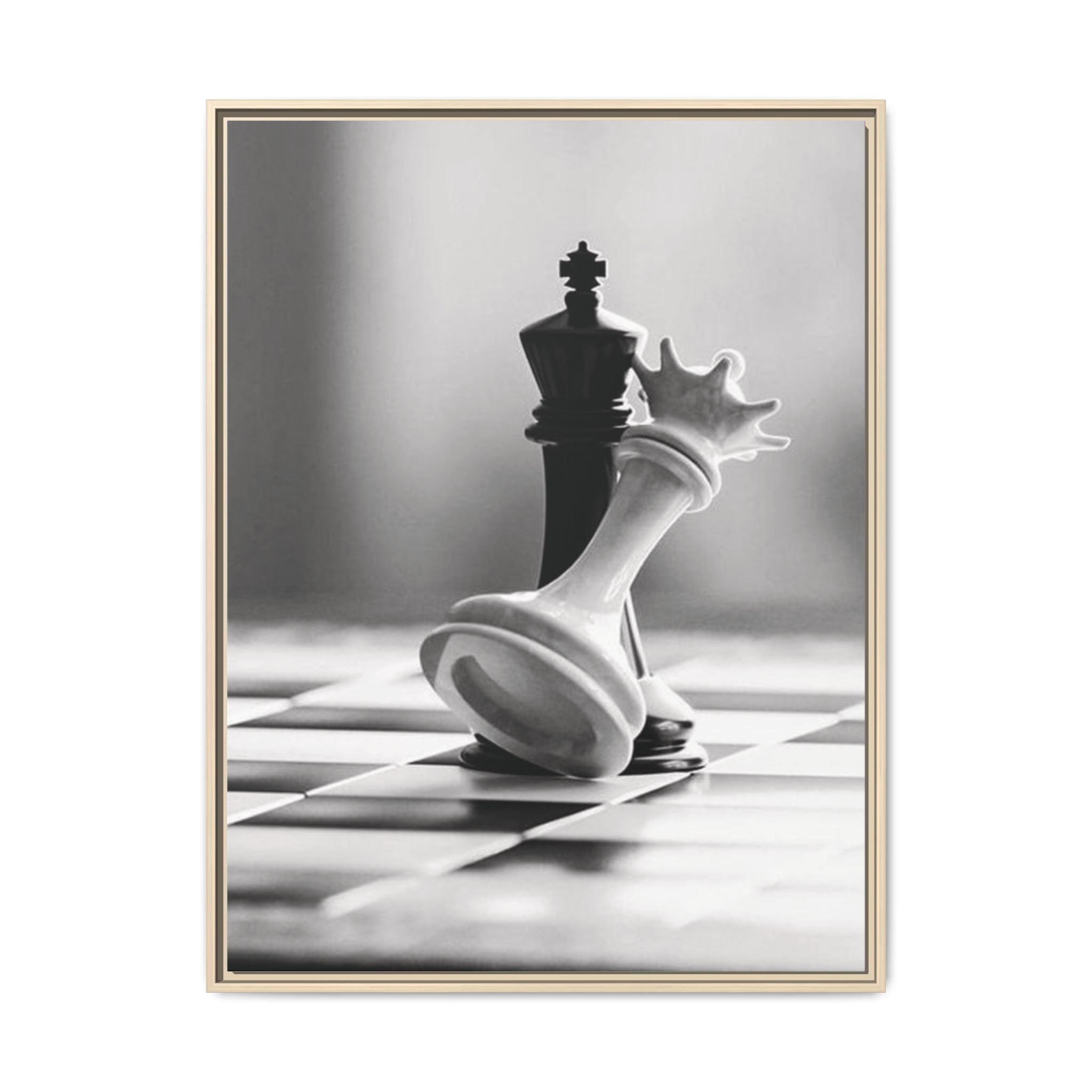 Chess King and Fallen Queen Matte Canvas Framed Wall Art