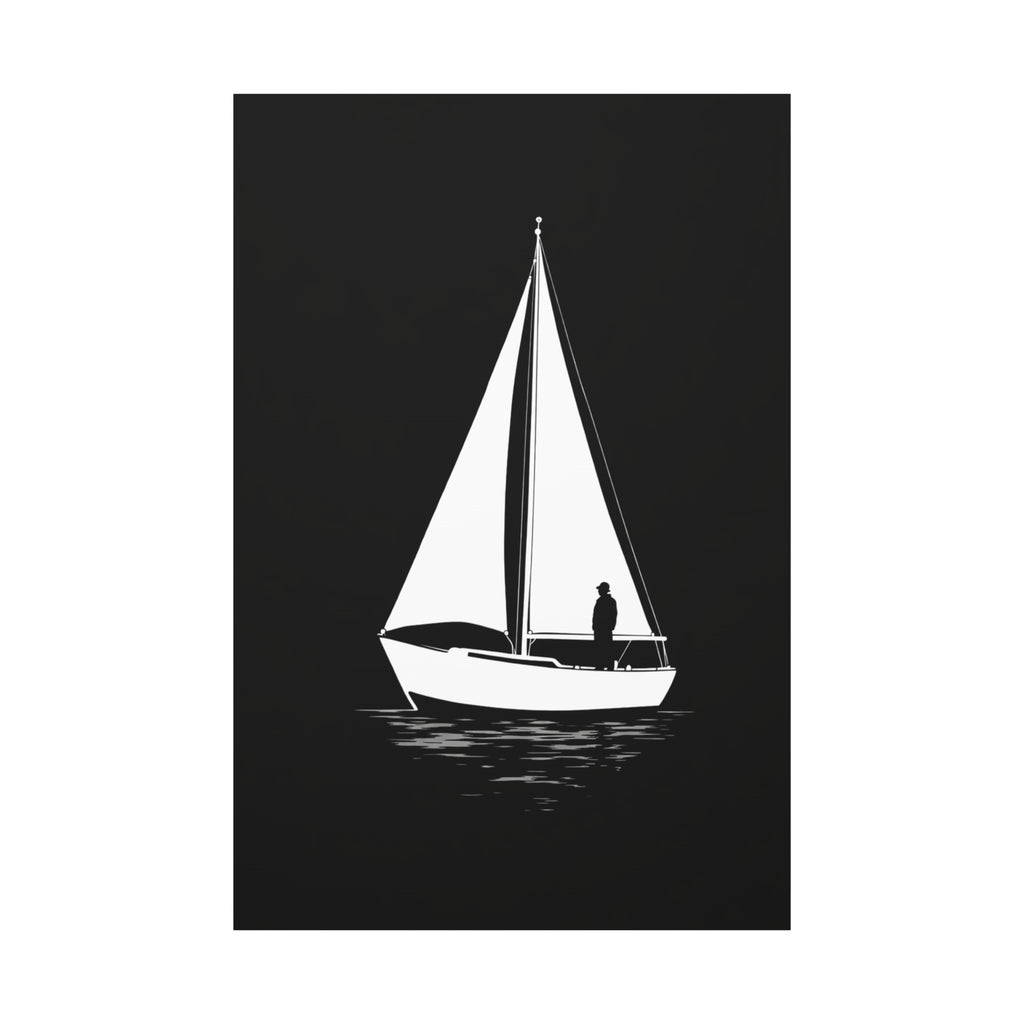 Sailboat Silhouette Matte Canvas Wall Art — Minimal Nautical Home Decor