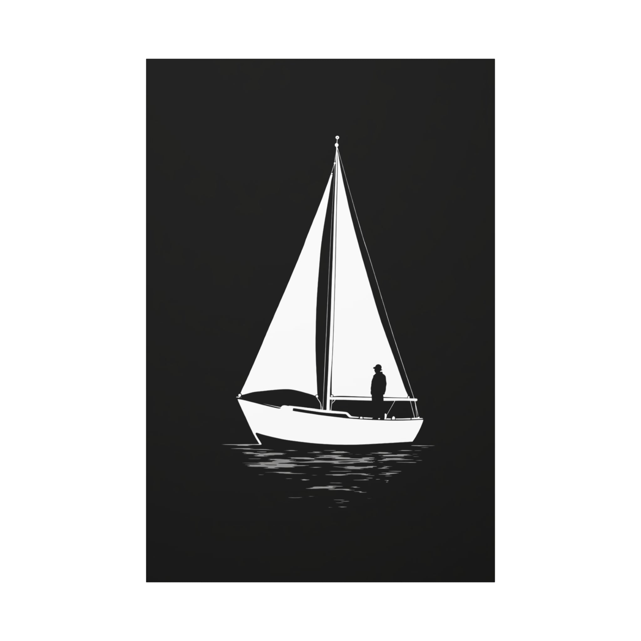 Sailboat Silhouette Matte Canvas Wall Art — Minimal Nautical Home Decor