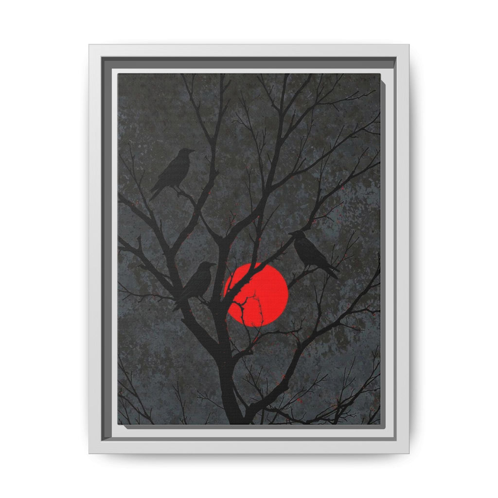 Red Moon Crows Silhouette