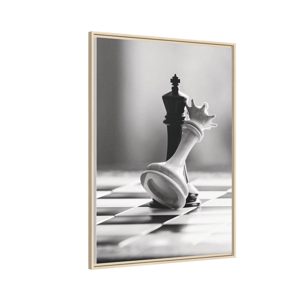 Chess King and Fallen Queen Matte Canvas Framed Wall Art