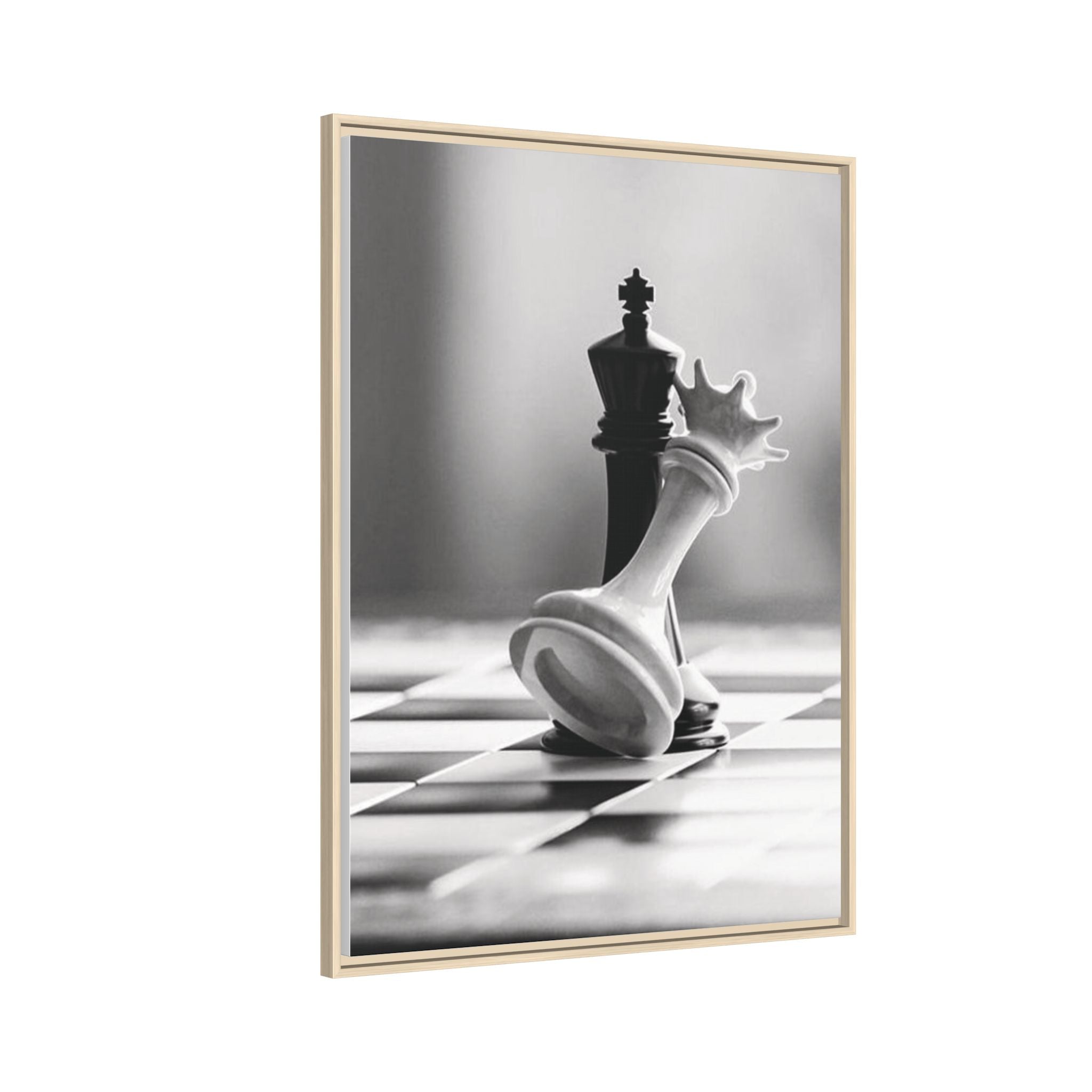 Chess King and Fallen Queen Matte Canvas Framed Wall Art