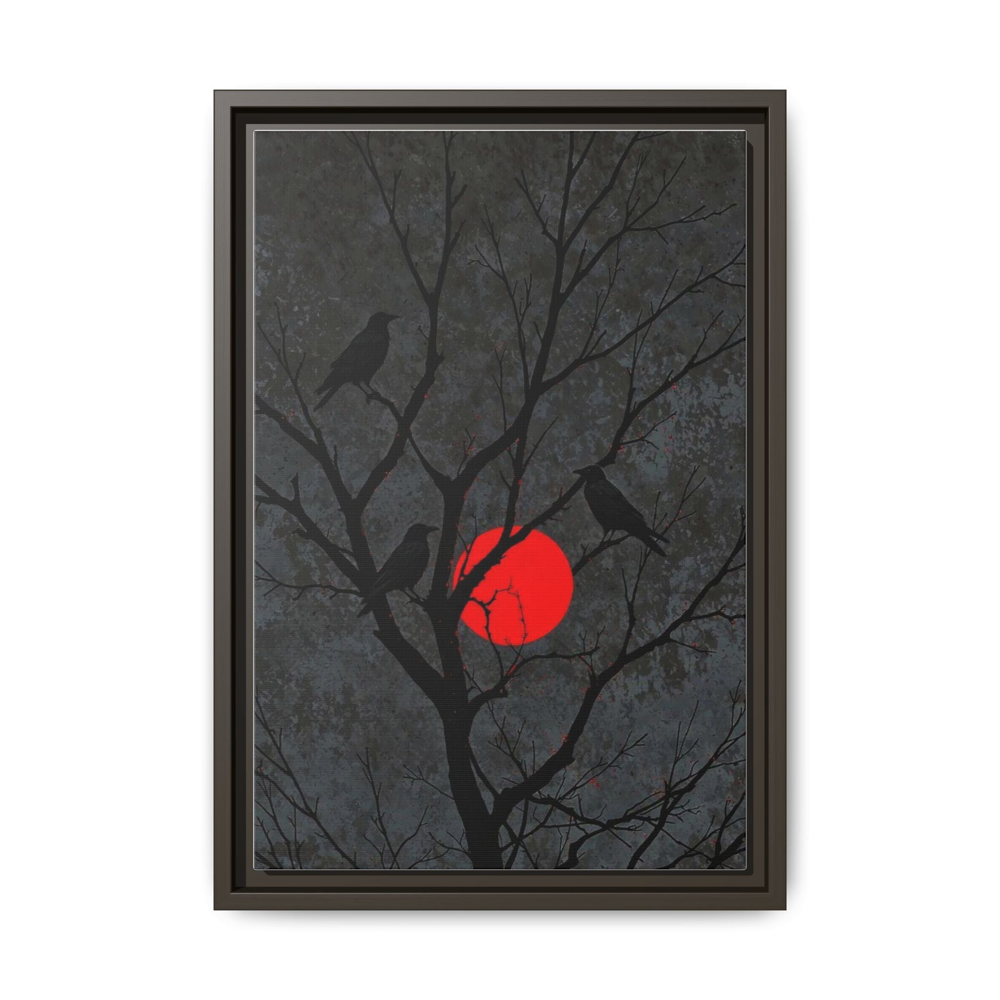 Red Moon Crows Silhouette