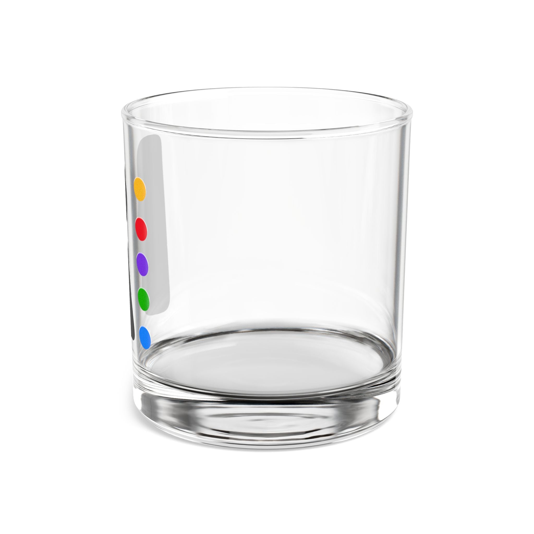 10oz Rocks Glass with Color Dot Logo — Modern Minimalist Whiskey Tumbler