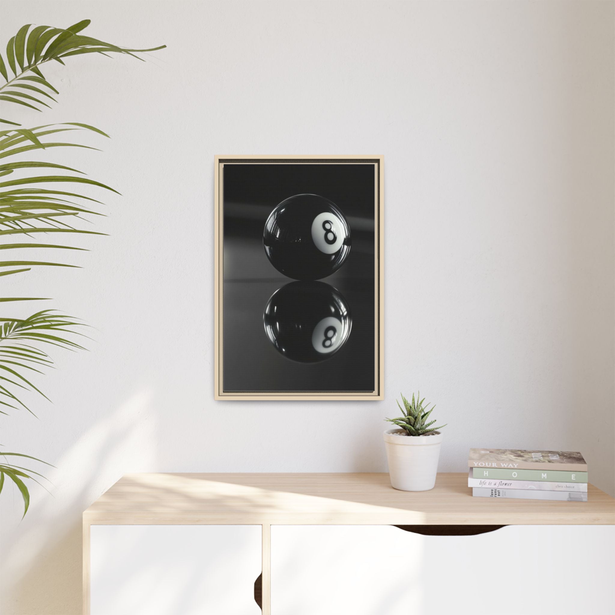 Eight Ball Reflection Matte Framed Canvas Print