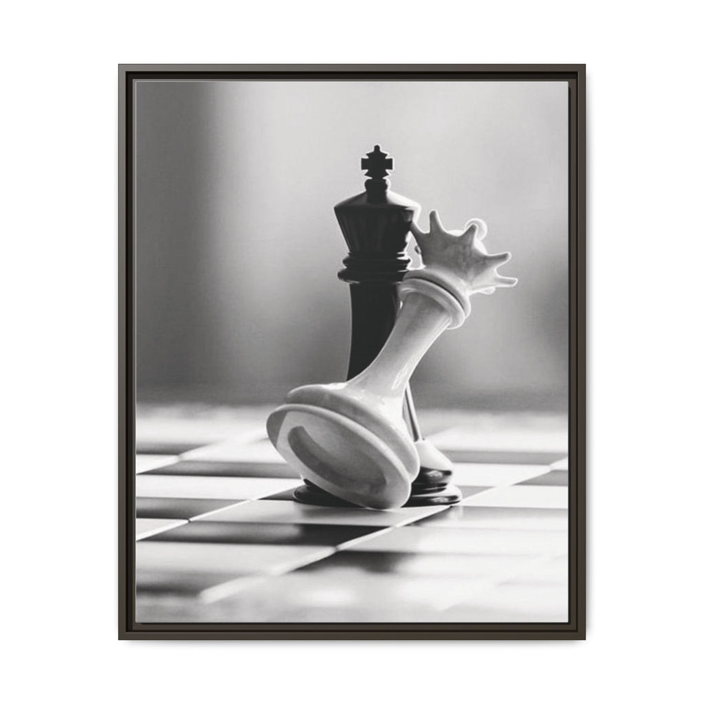 Chess King and Fallen Queen Matte Canvas Framed Wall Art