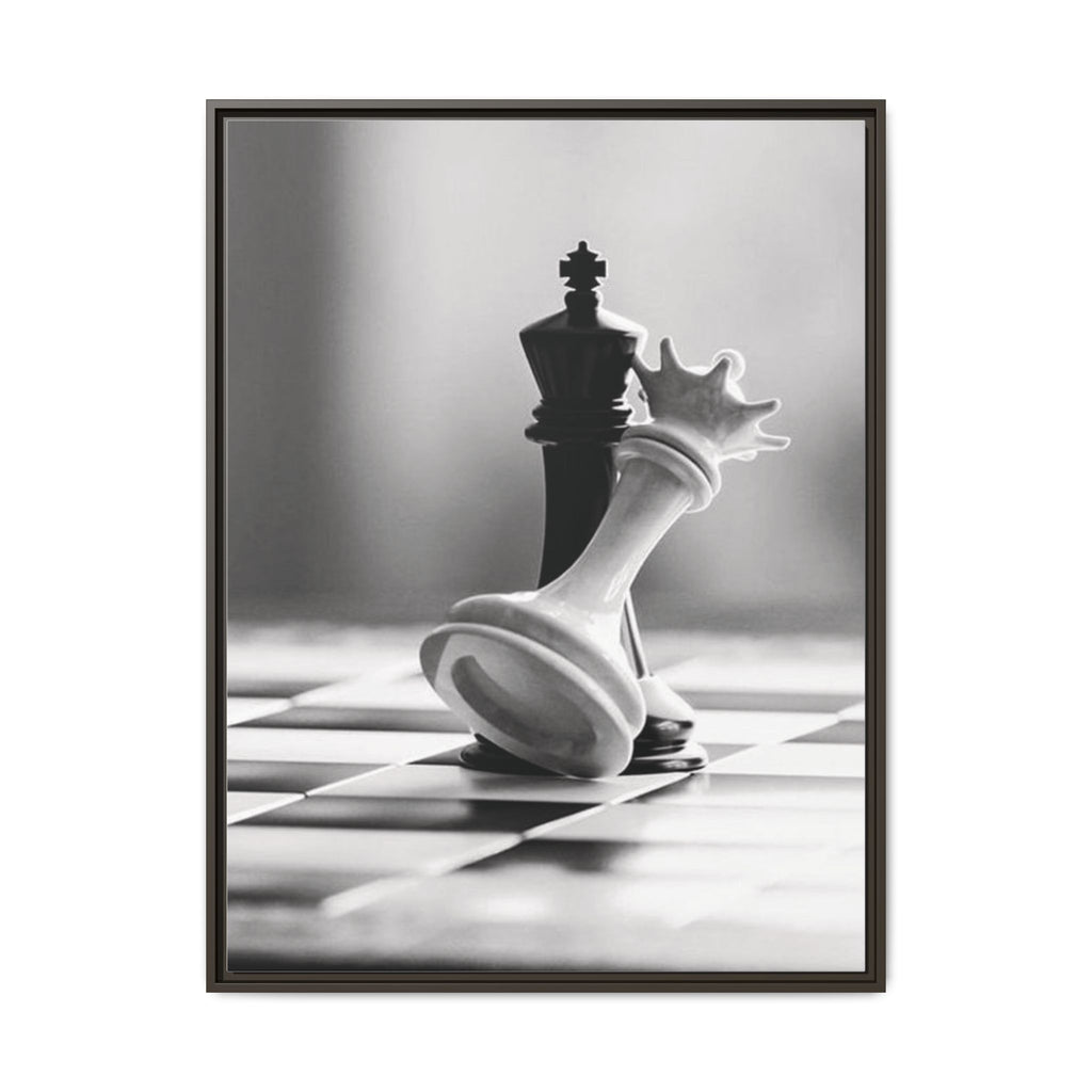 Chess King and Fallen Queen Matte Canvas Framed Wall Art