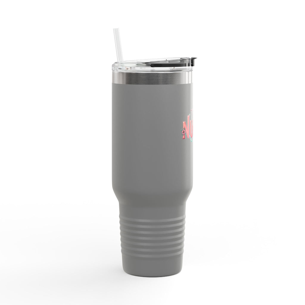 Nurse 40oz Insulated Travel Mug — Floral Stethoscope