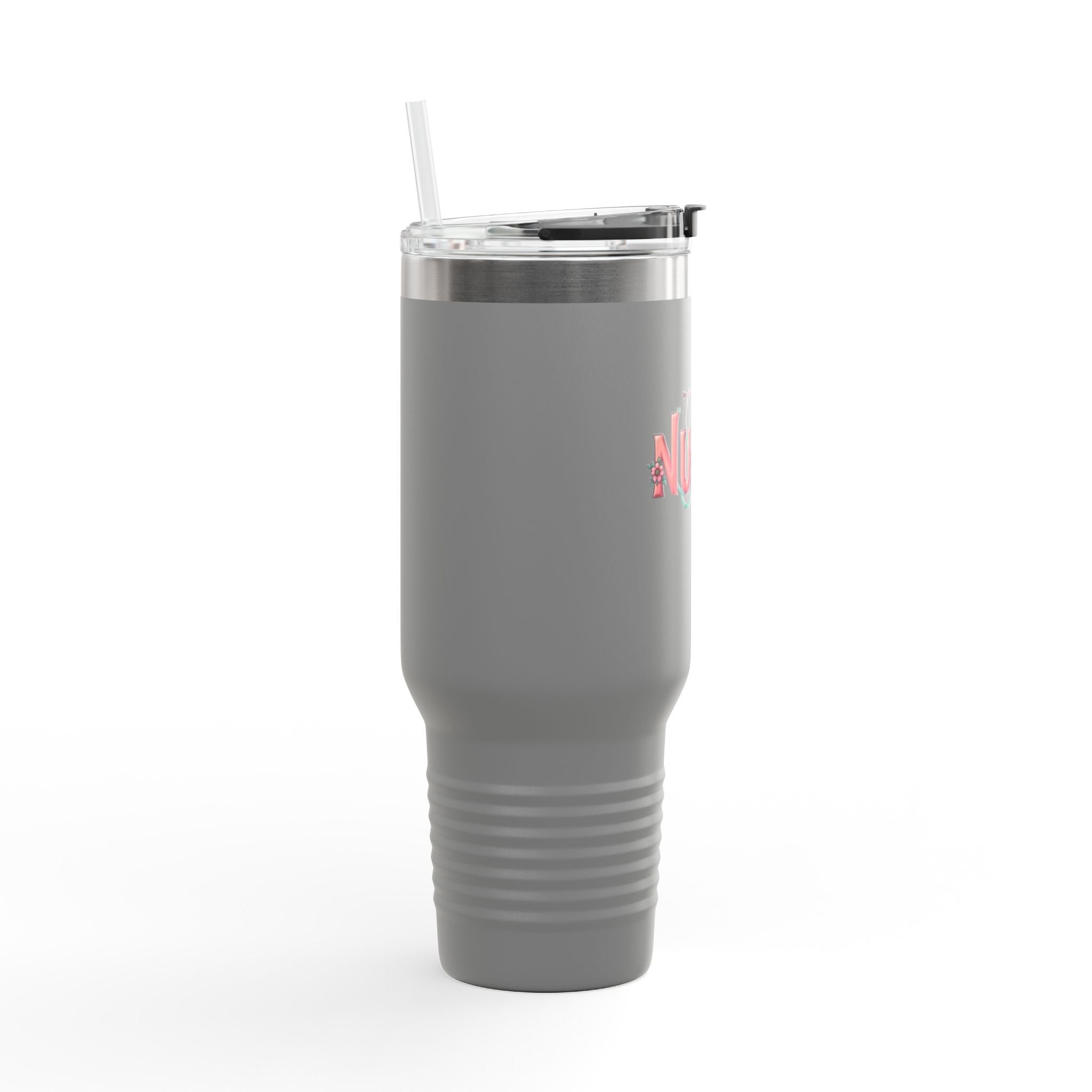 Nurse 40oz Insulated Travel Mug — Floral Stethoscope