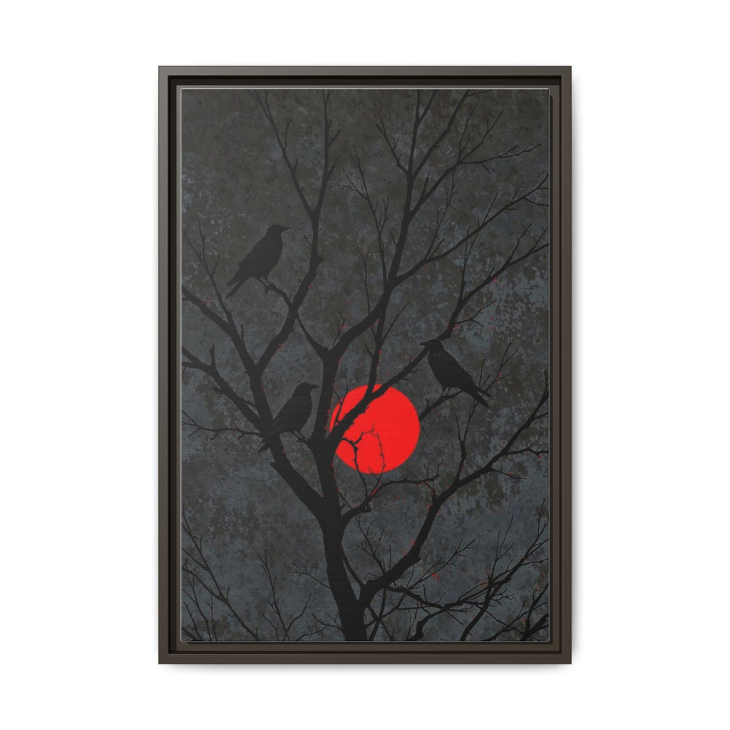 Red Moon Crows Silhouette