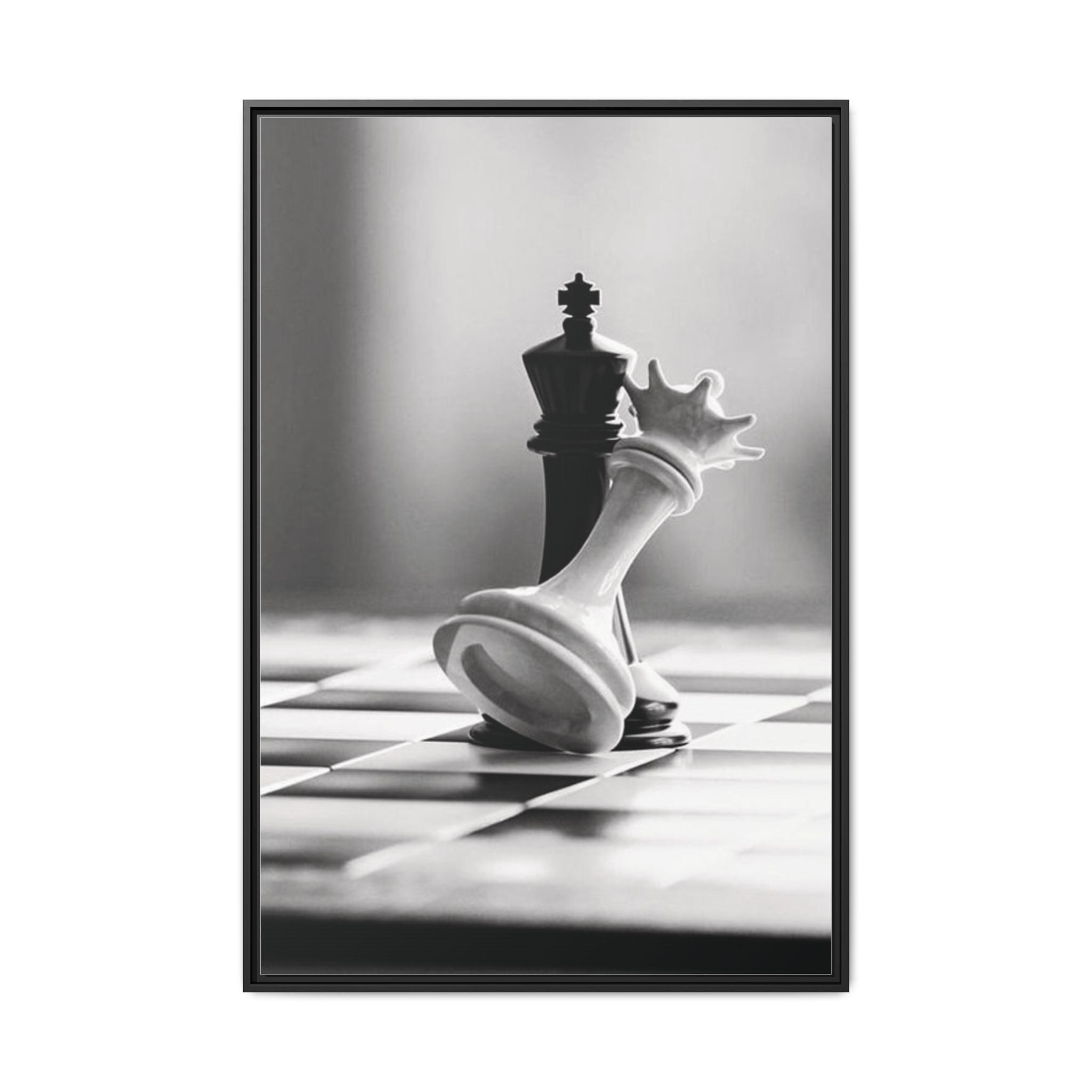Chess King and Fallen Queen Matte Canvas Framed Wall Art