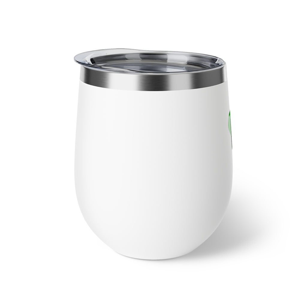 12oz Insulated Wine Tumbler with Green Abstract Logo — Copper Vacuum Cup