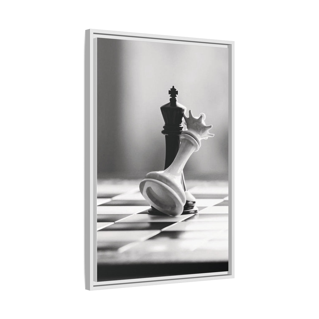 Chess King and Fallen Queen Matte Canvas Framed Wall Art