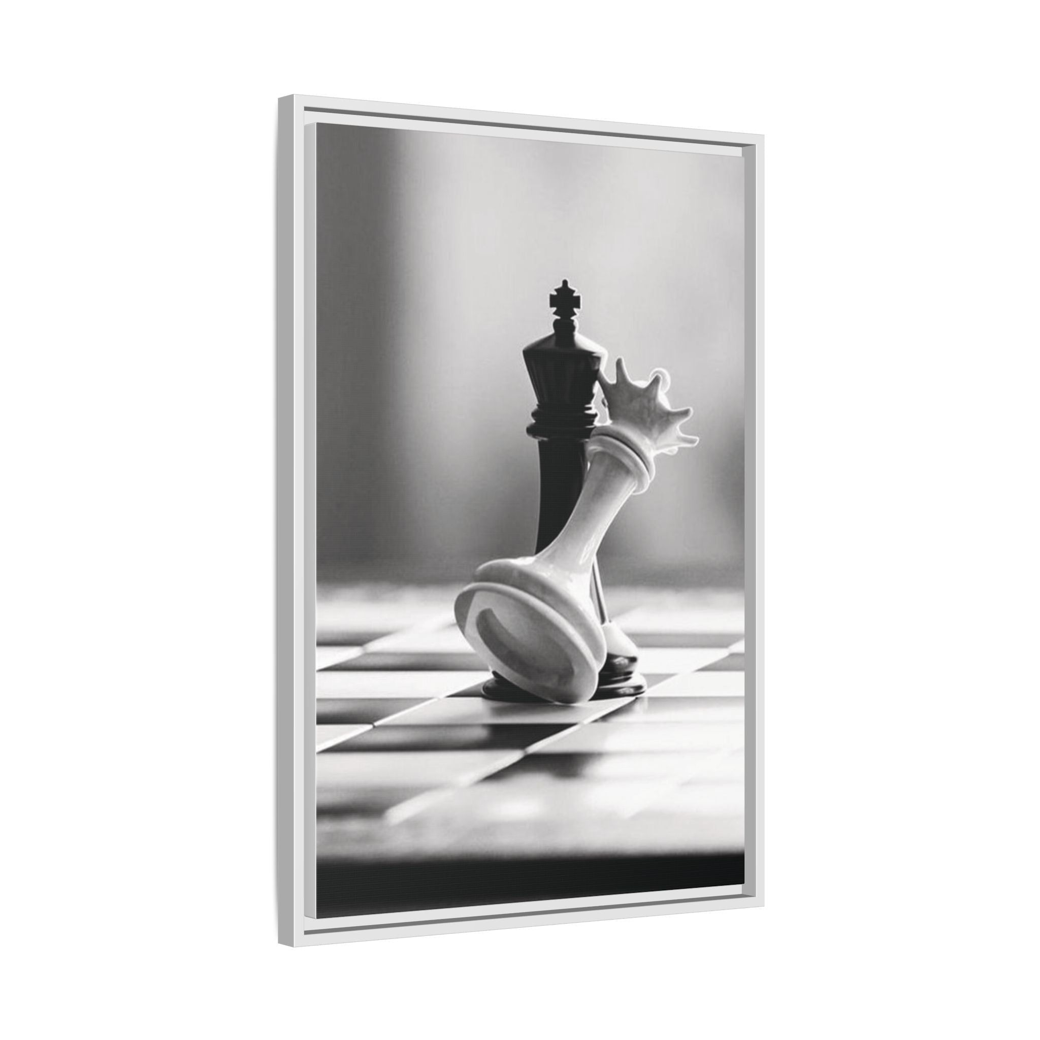 Chess King and Fallen Queen Matte Canvas Framed Wall Art