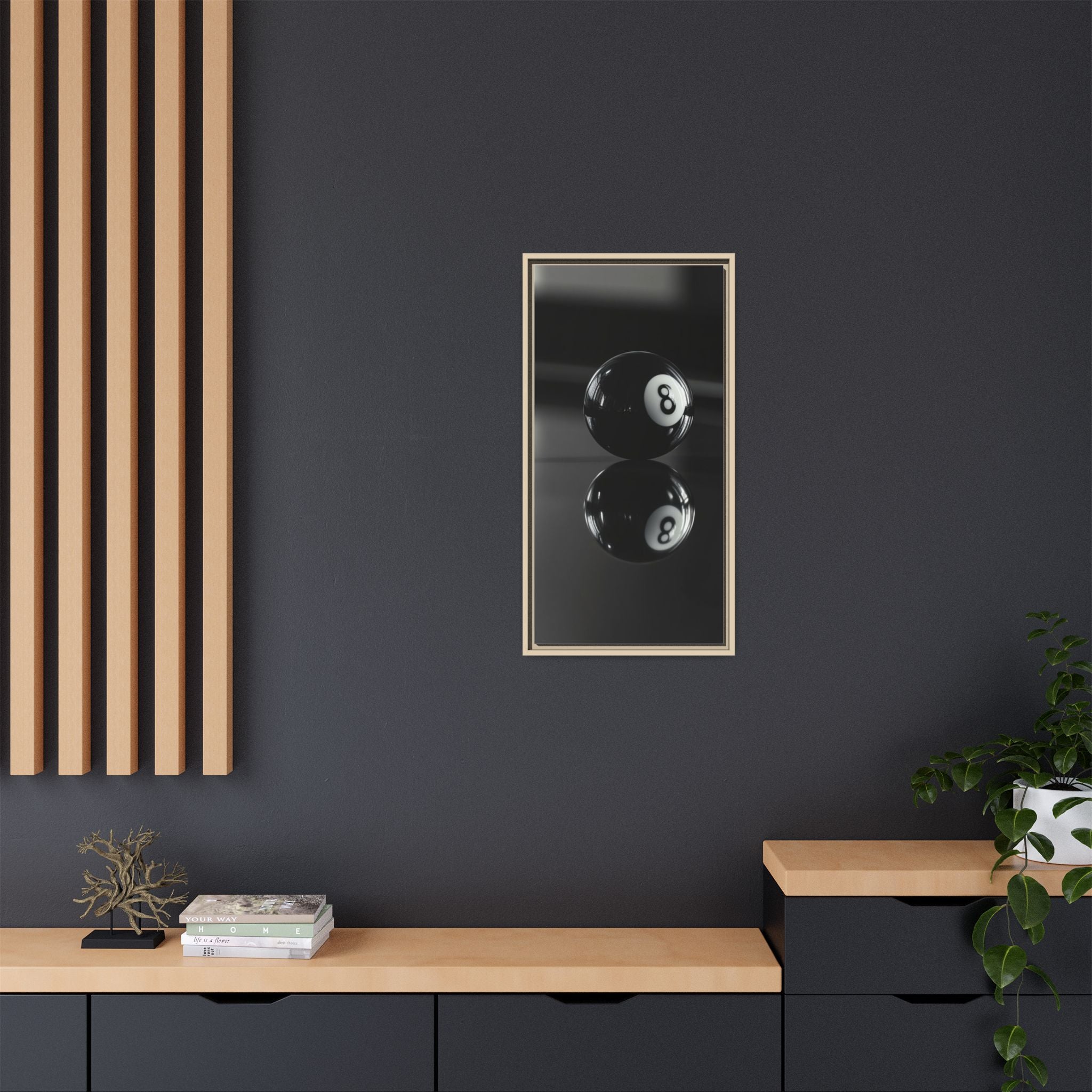Eight Ball Reflection Matte Framed Canvas Print